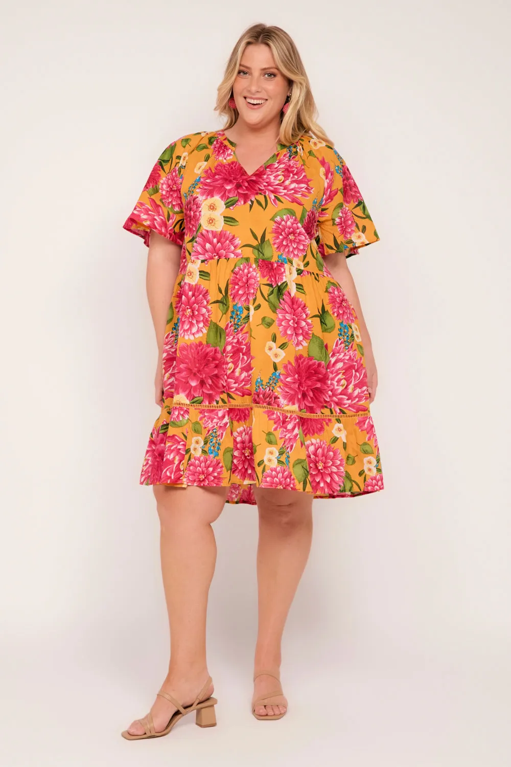 Ismay Short Dress in Dreaming Dahlias