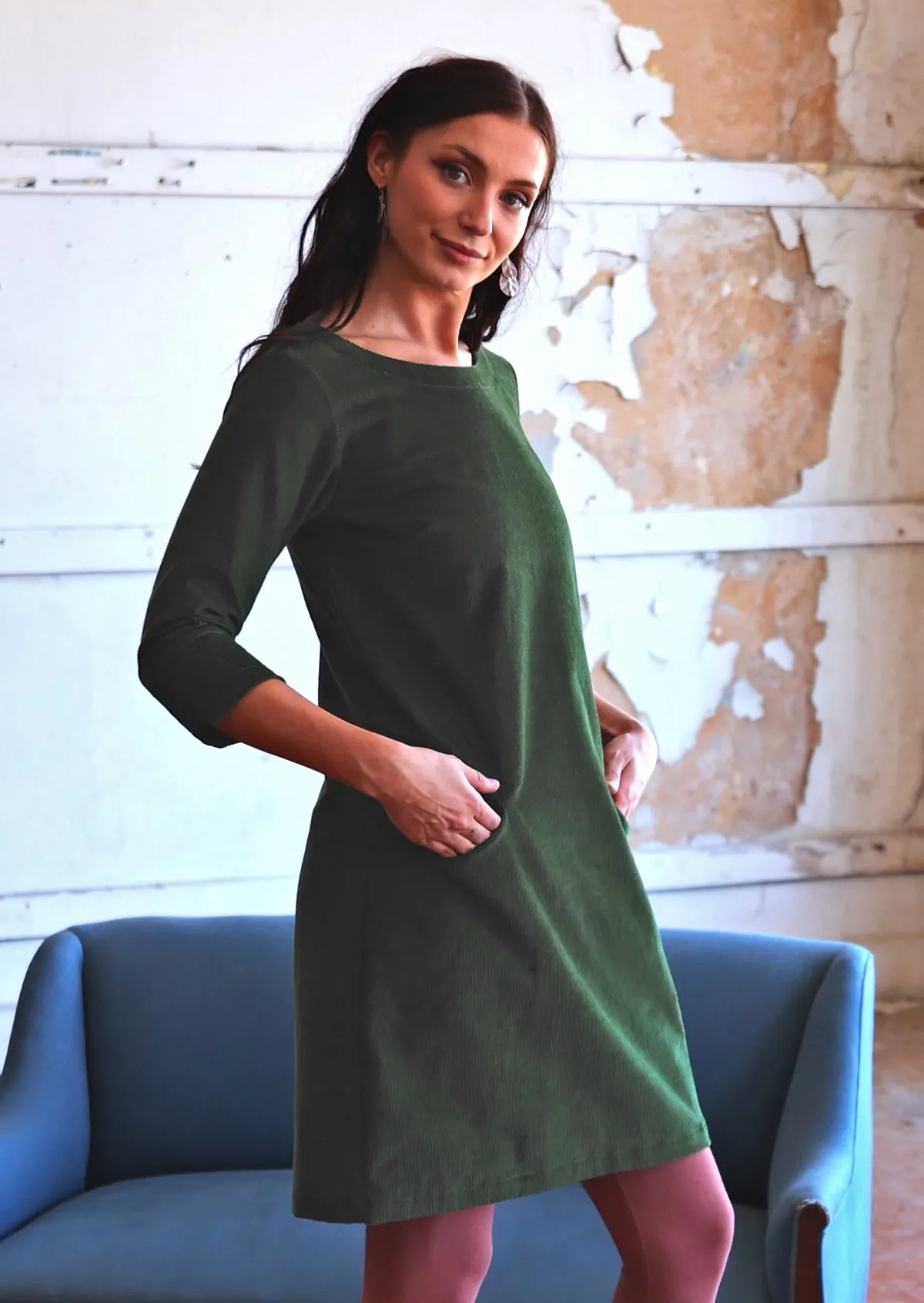 Jamie Corduroy Dress Douglas Fir