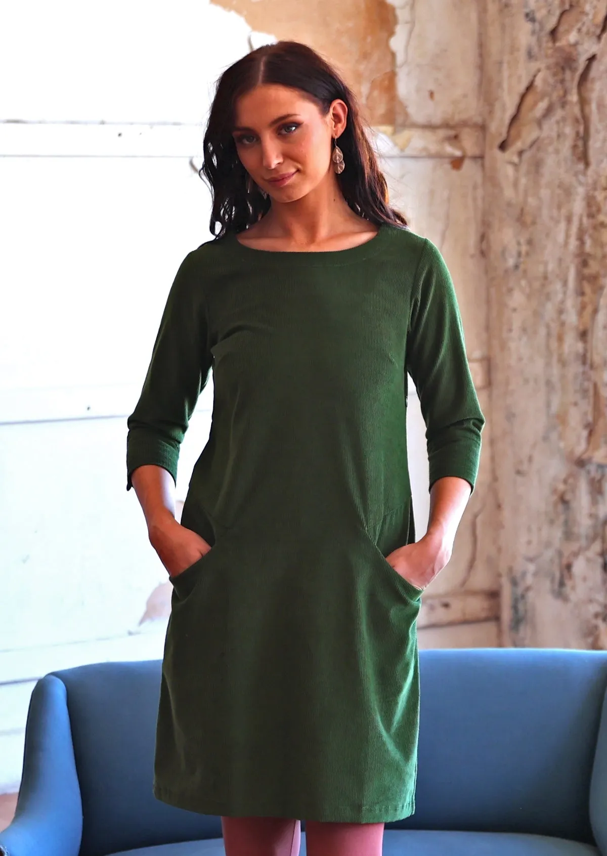 Jamie Corduroy Dress Douglas Fir