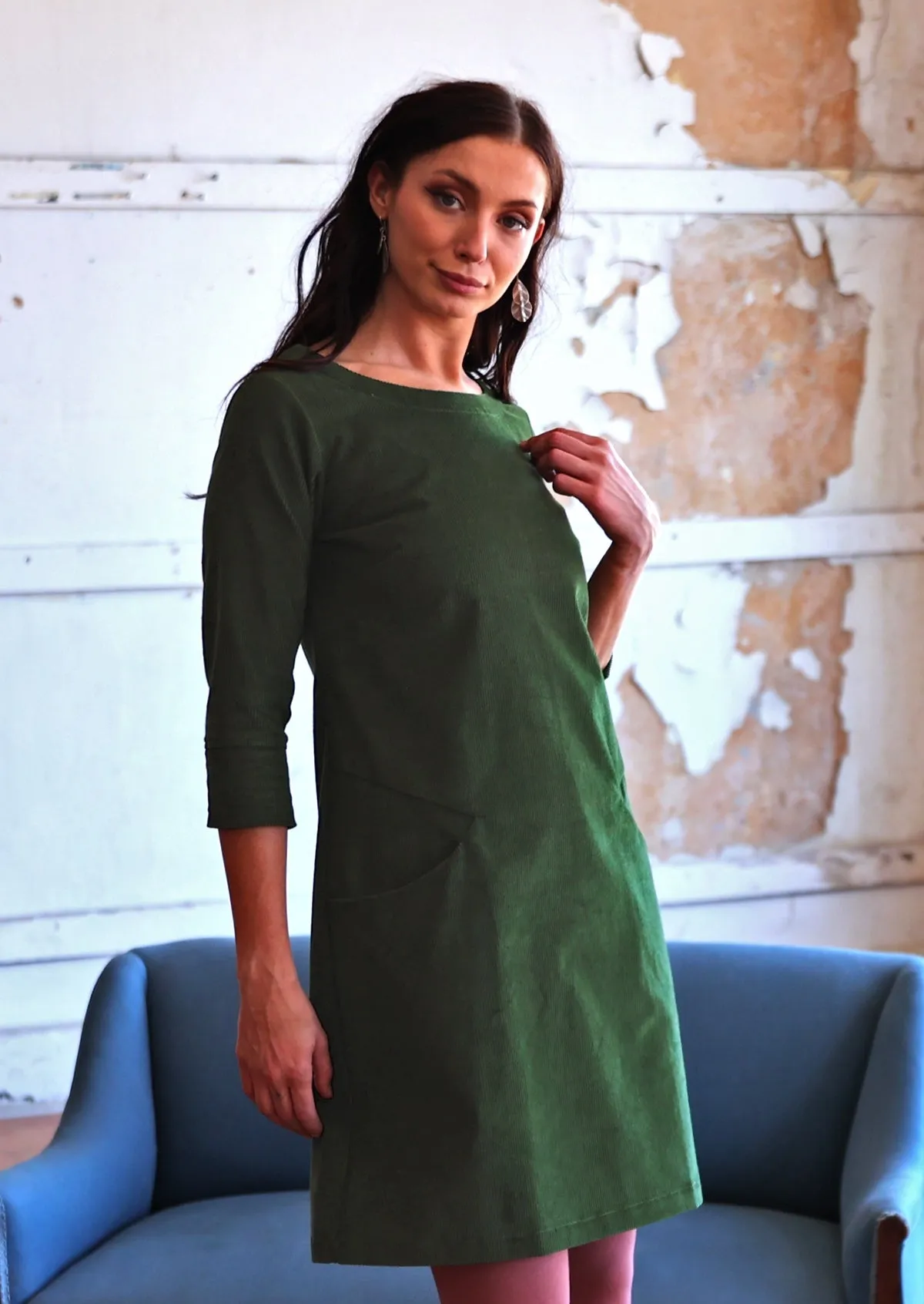 Jamie Corduroy Dress Douglas Fir