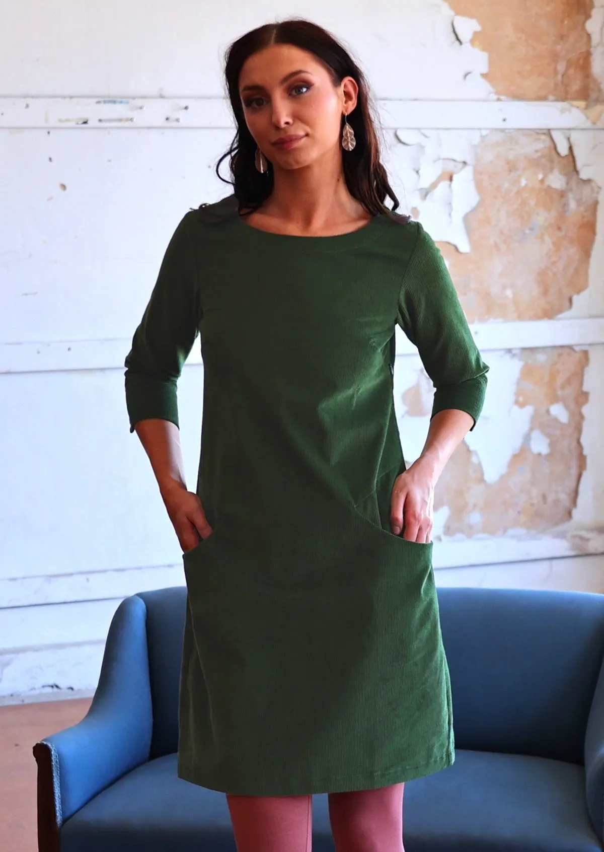 Jamie Corduroy Dress Douglas Fir