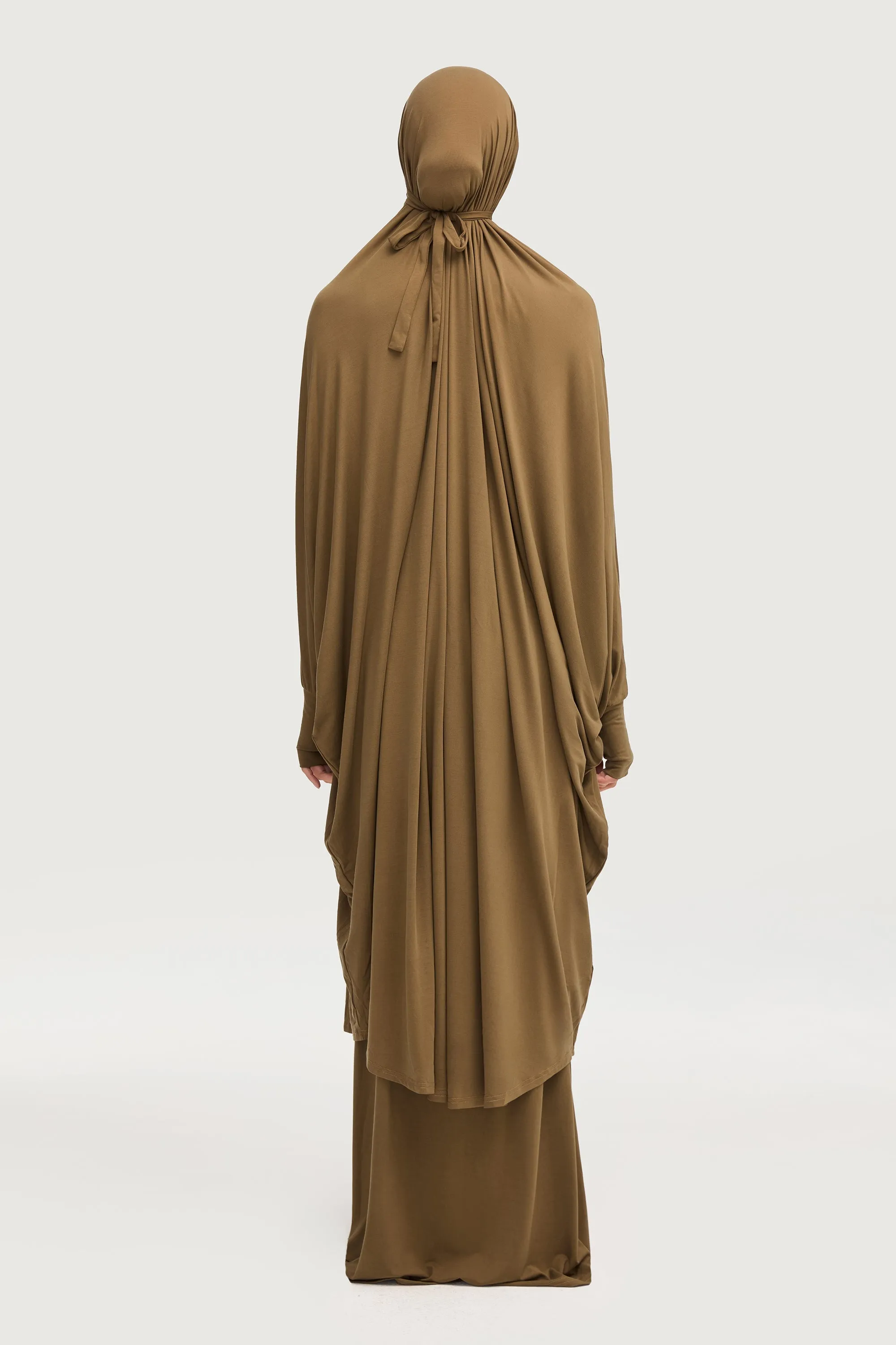 Jersey Cupro Prayer Jilbab & Skirt Set - Olive