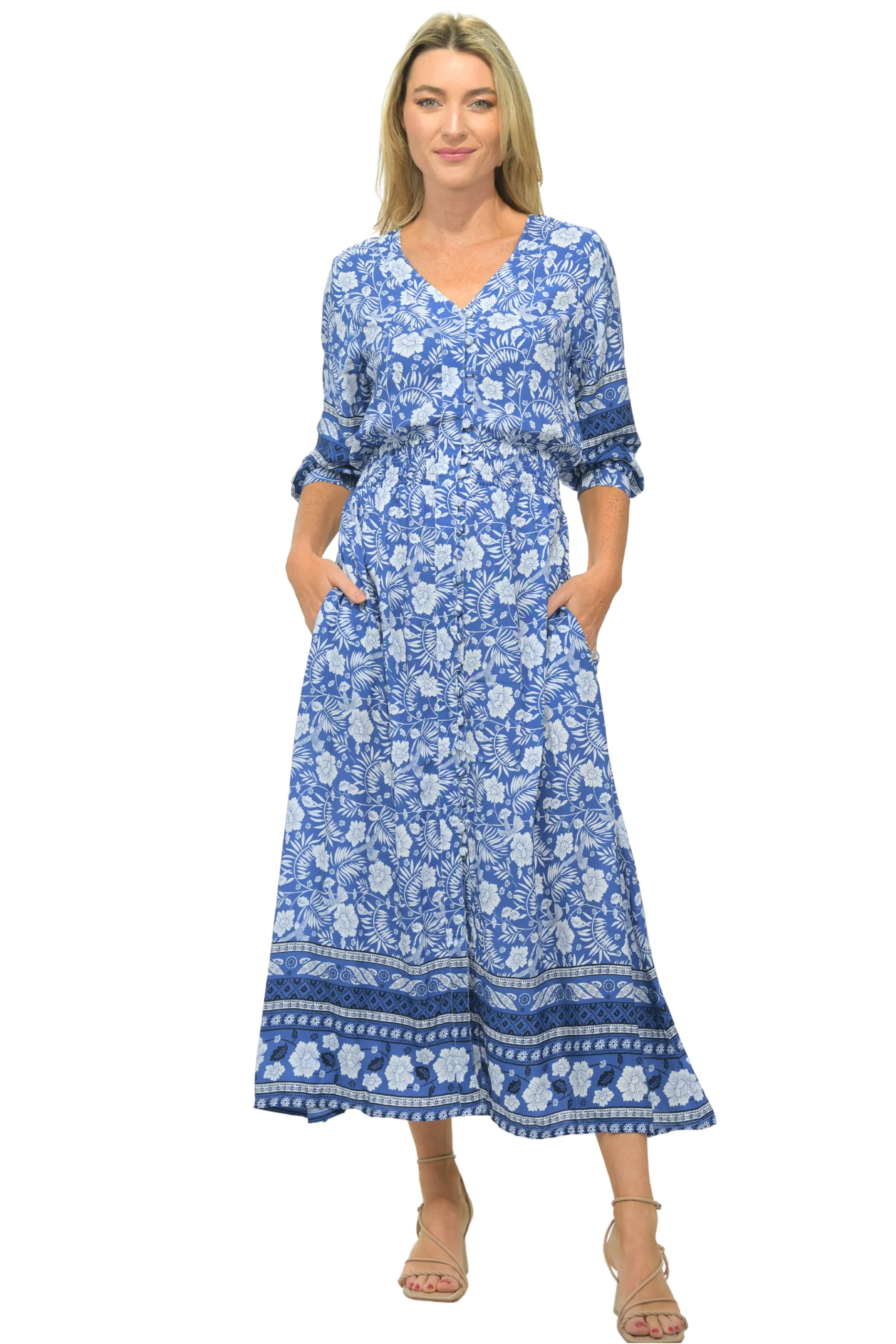 Kelsey Dress / Indigo Tropical