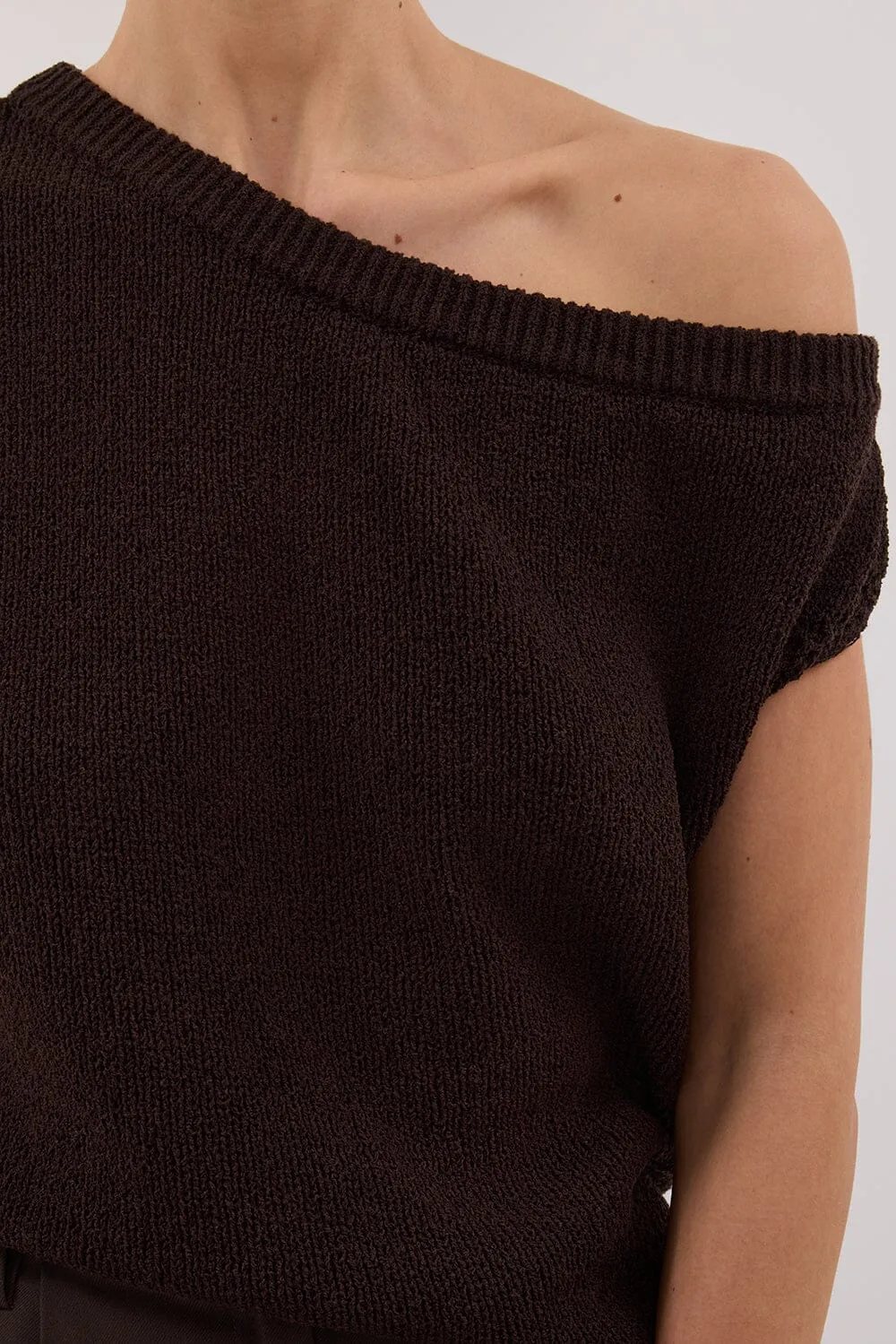 KERRY CHOC ASYM KNIT TOP
