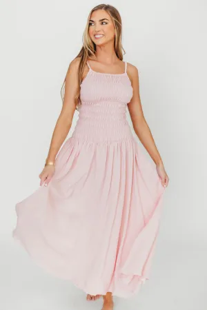 Kira Smocked Maxi Dress in Pink