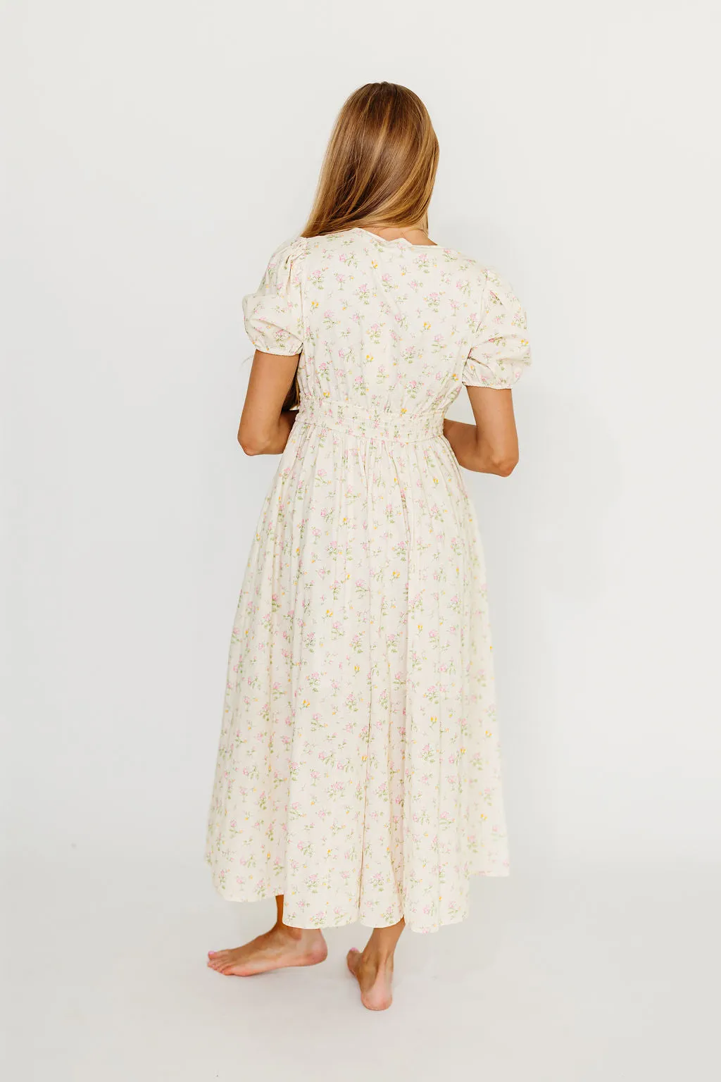 Kylee 100% Cotton Floral Maxi Dress in English Rose