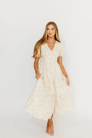 Kylee 100% Cotton Floral Maxi Dress in English Rose