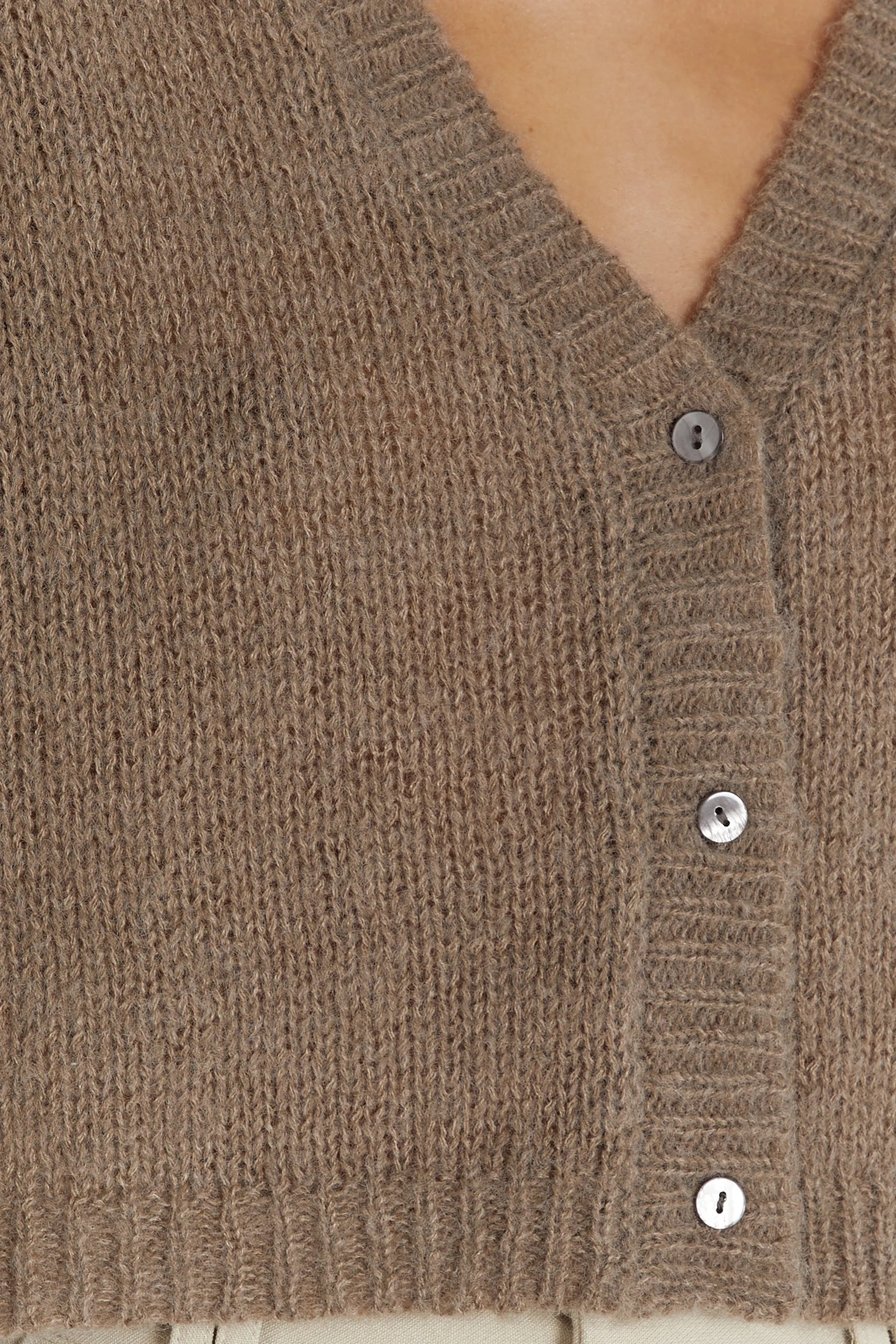 LAUREN LATTE FLUFFY CROP CARDIGAN