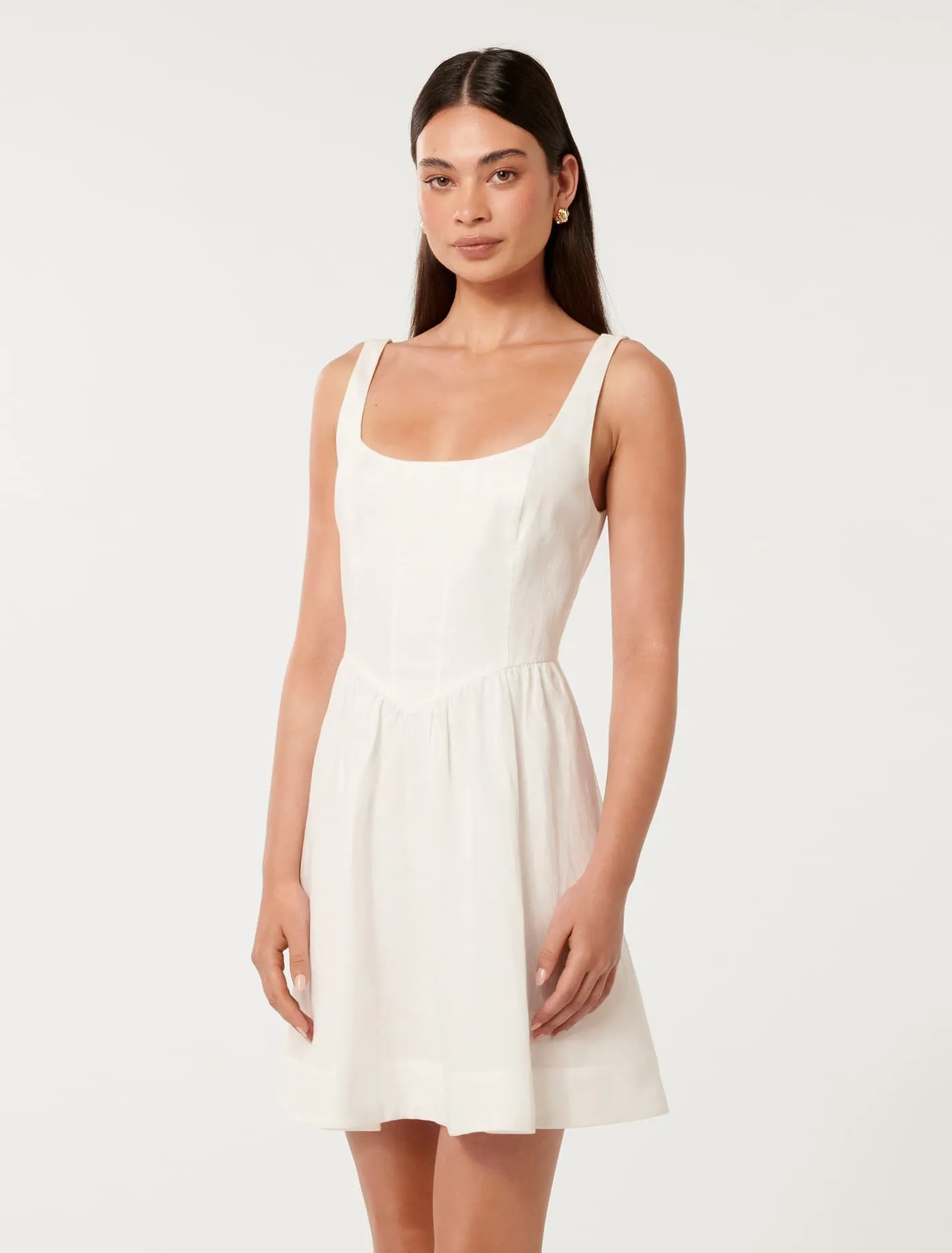 Lauren Linen Seam Detail Mini Dress