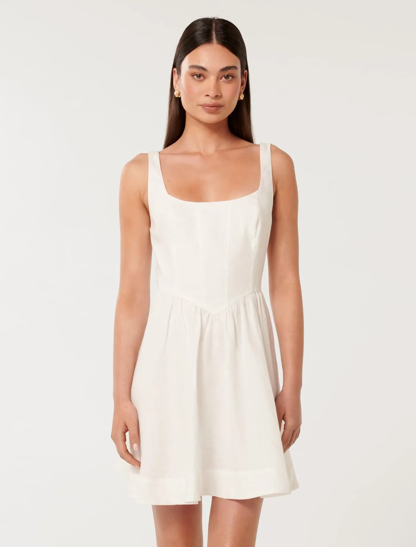 Lauren Linen Seam Detail Mini Dress
