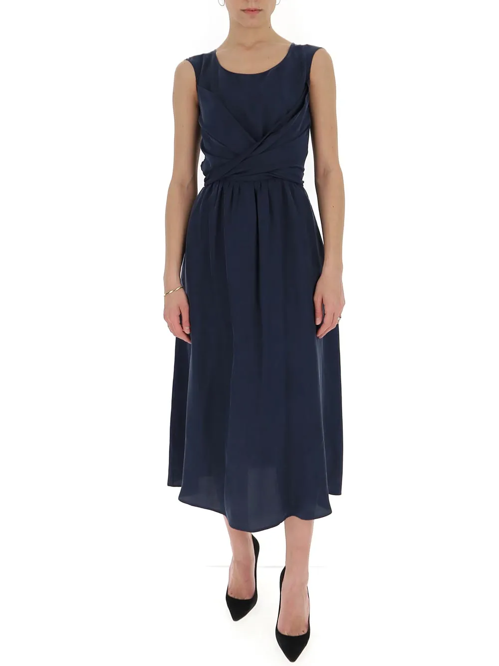 L'Autre Chose Wrap Detailed Sleeveless Midi Dress
