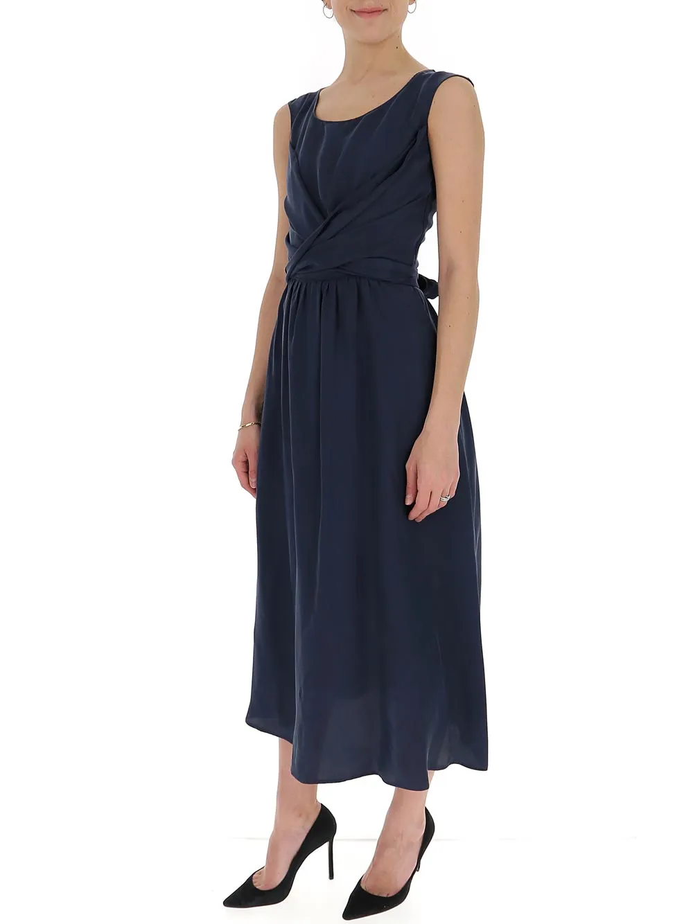 L'Autre Chose Wrap Detailed Sleeveless Midi Dress