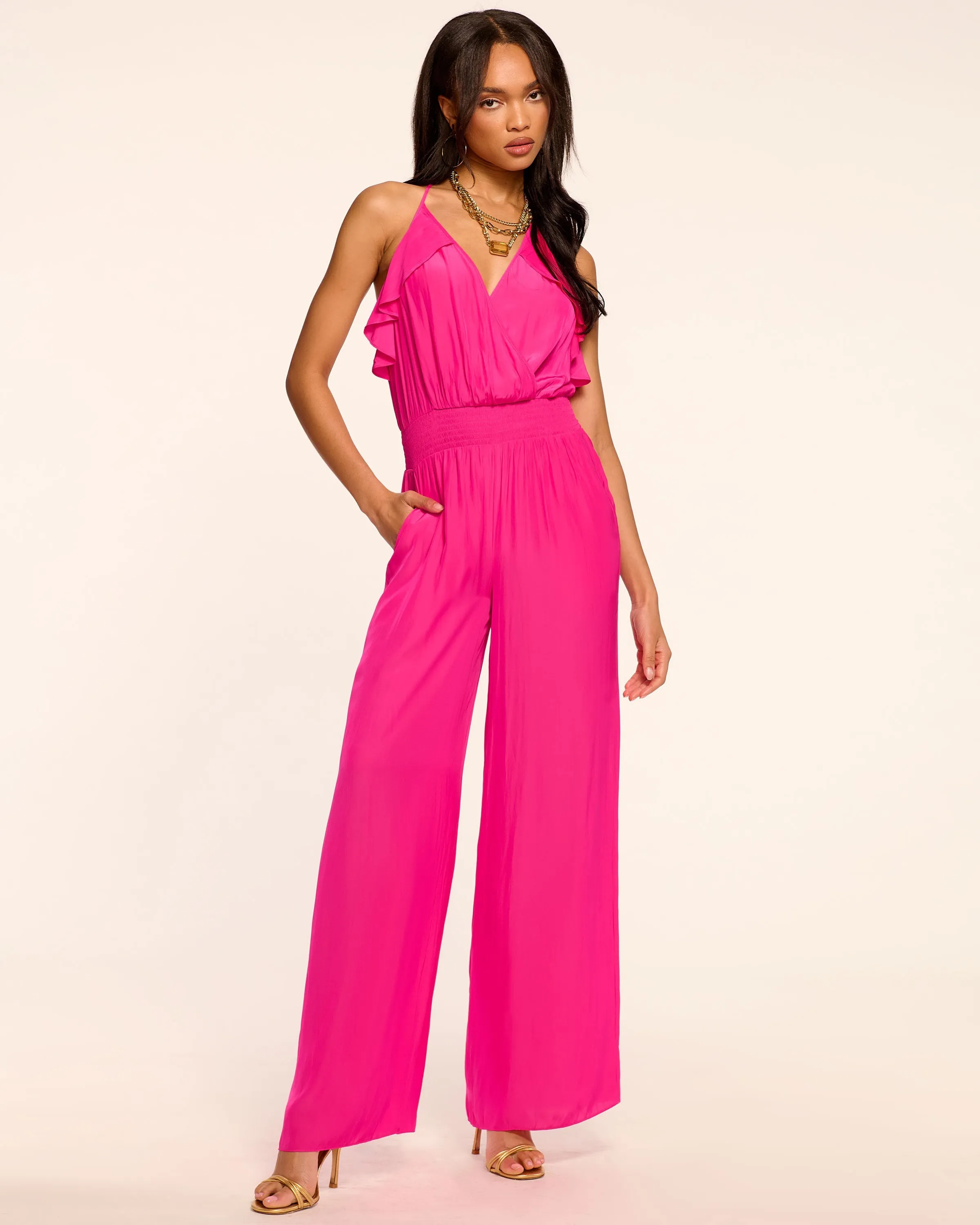 Leilani V-Neck Smocked Waist Jumpsuit