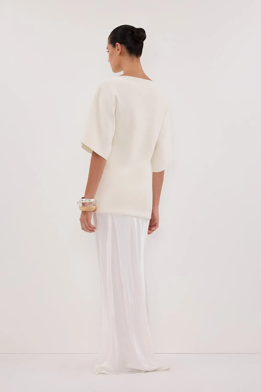 LIA IVORY SLEEVED KNIT TOP