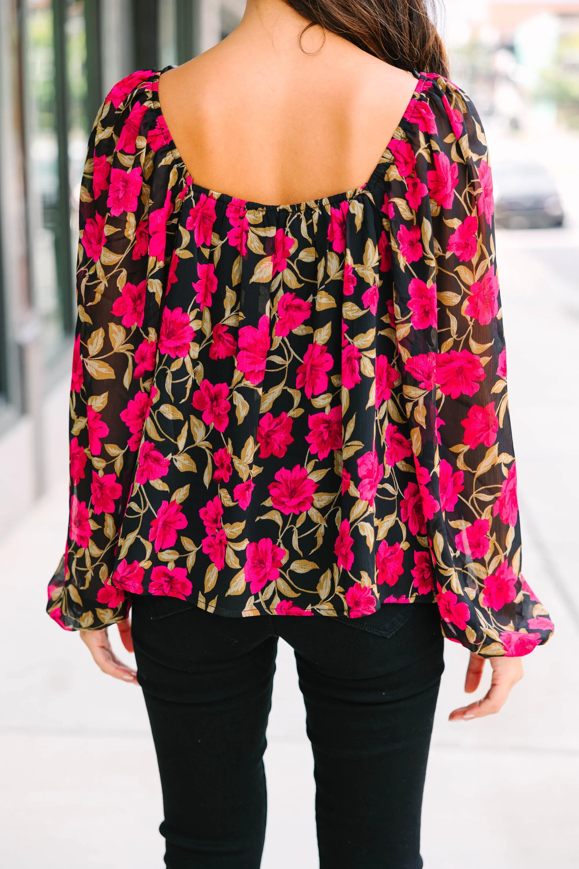 Life Of Love Black Floral Blouse