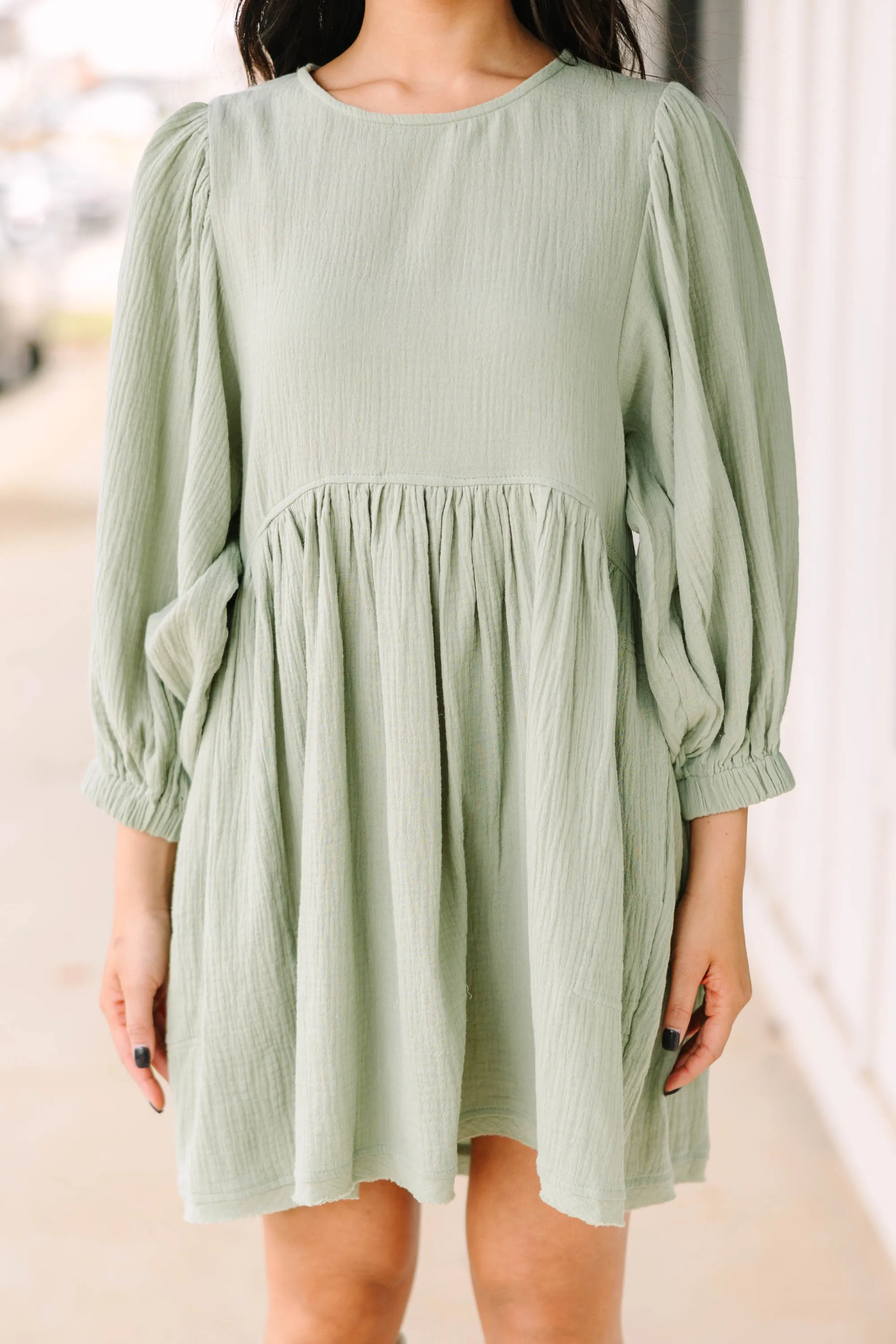 Live Free Sage Green Cotton Dress