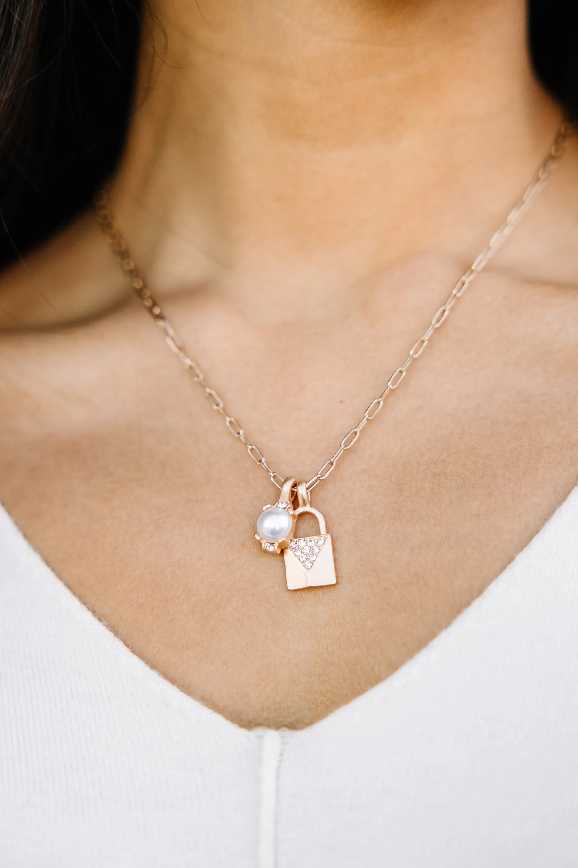 Lock It Down Gold Padlock Pendant Necklace