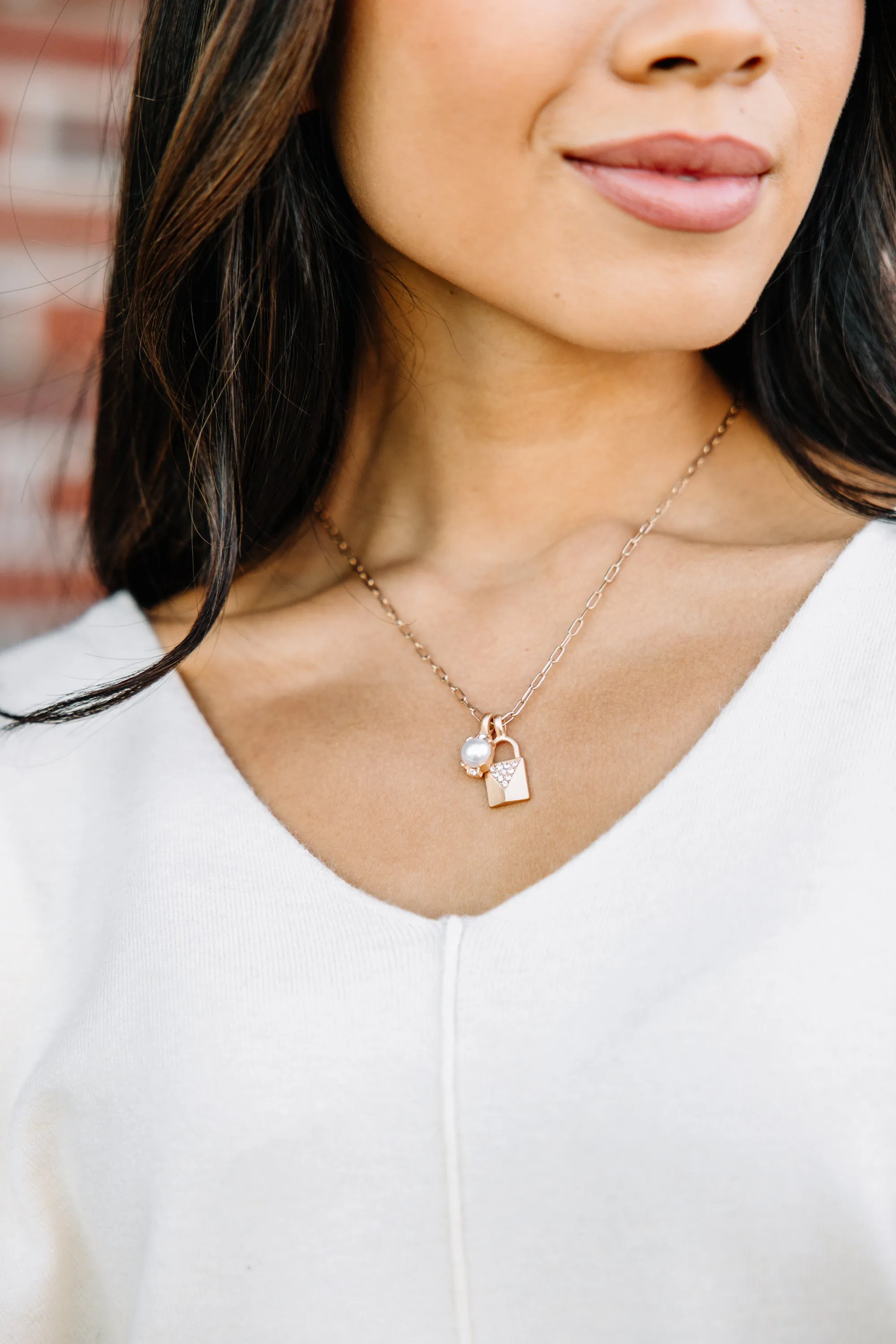 Lock It Down Gold Padlock Pendant Necklace