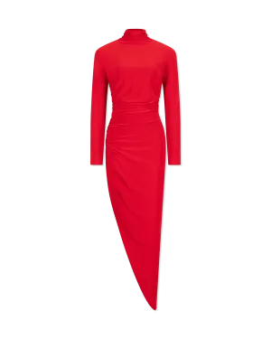 Long Sleeve Side Draped Gown