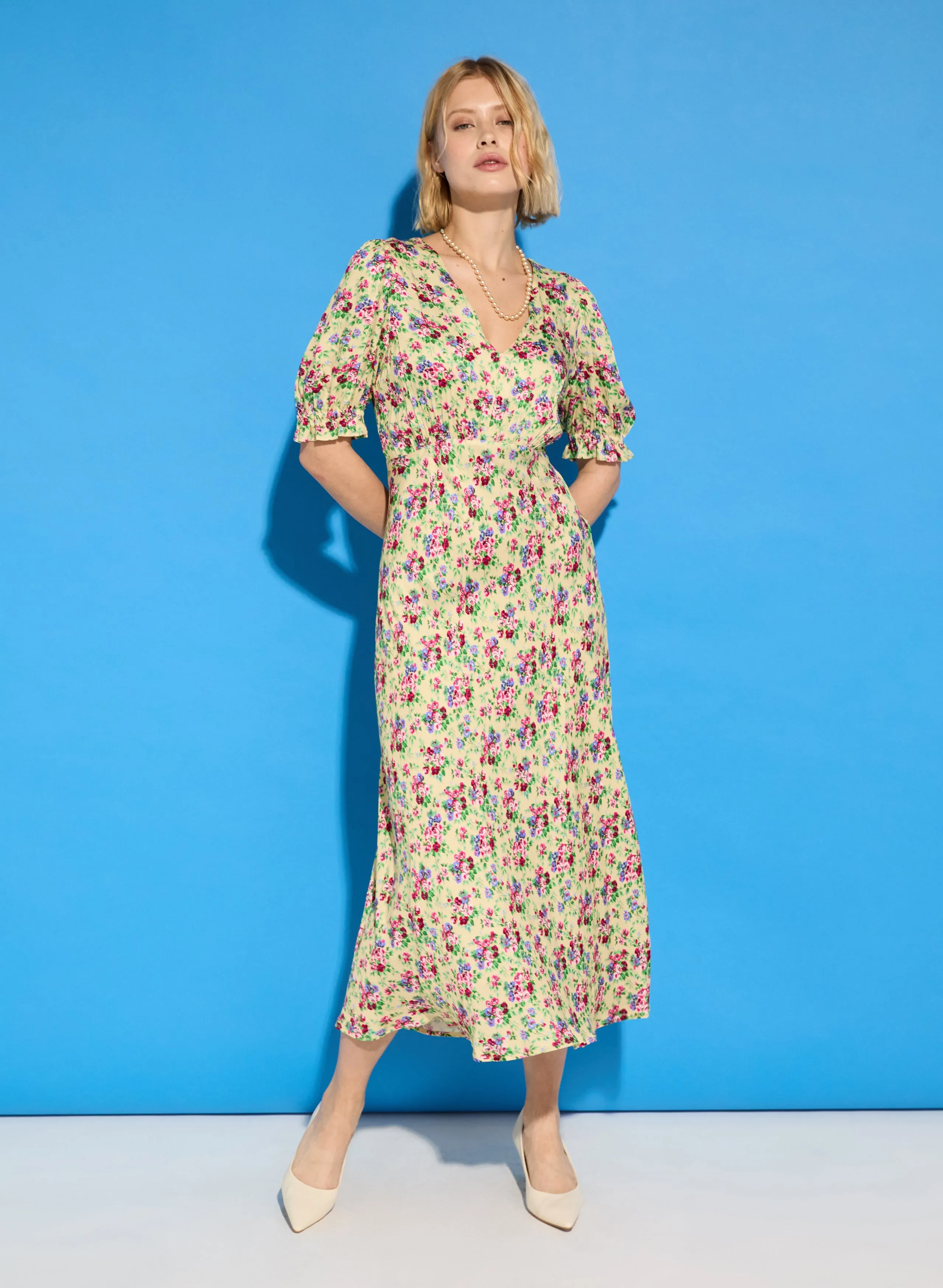 Lottie Satin Midi Tea Dress