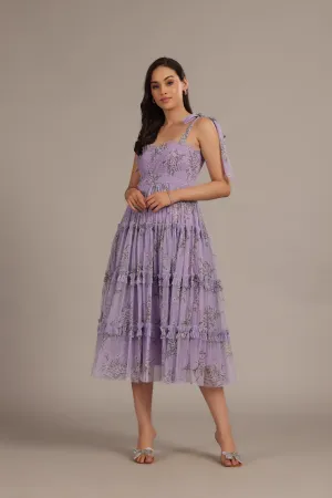 Louise Midi Dress in Lilac Floral