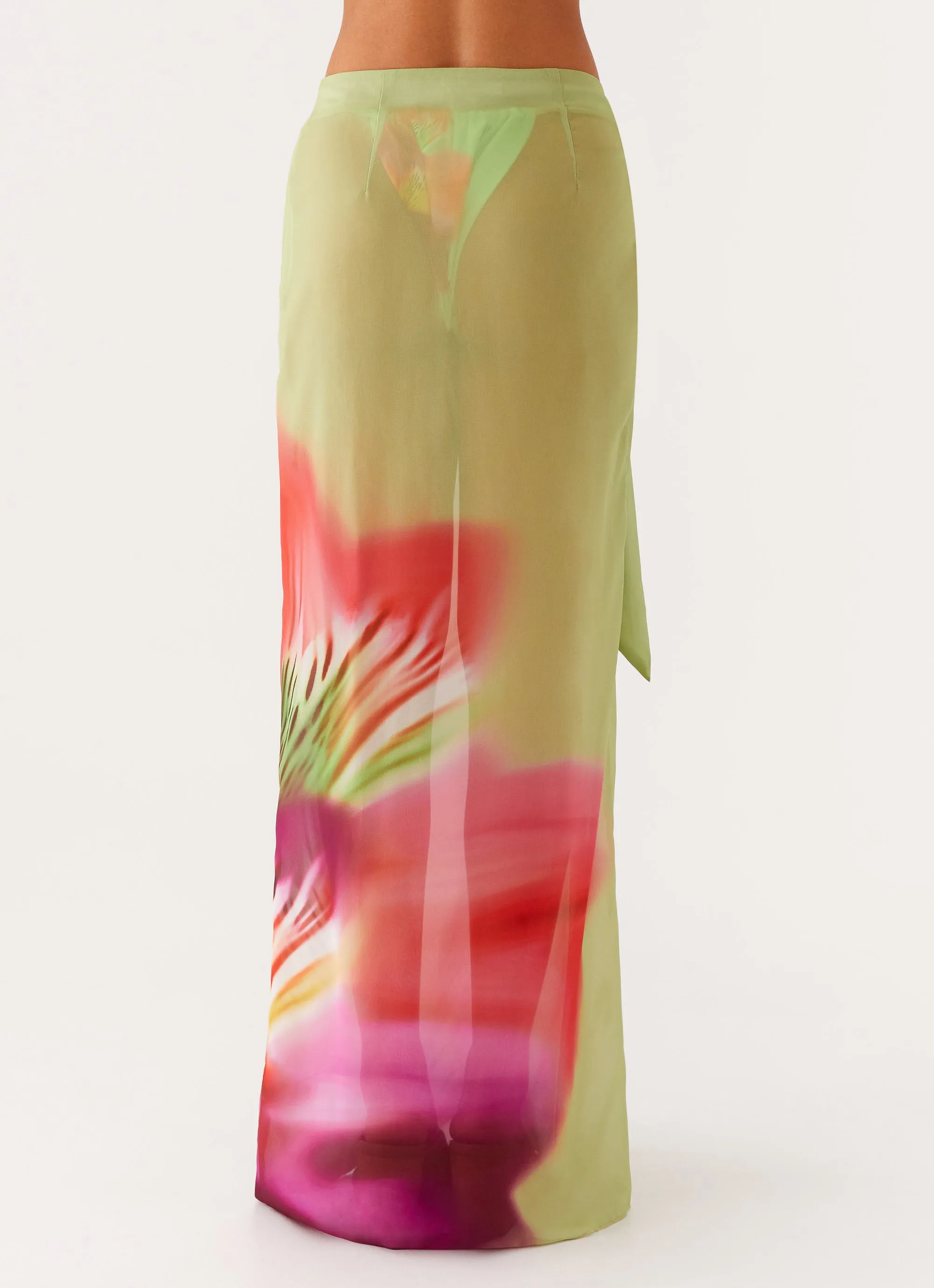 Low Tide Sarong Maxi Skirt - Green Tropical