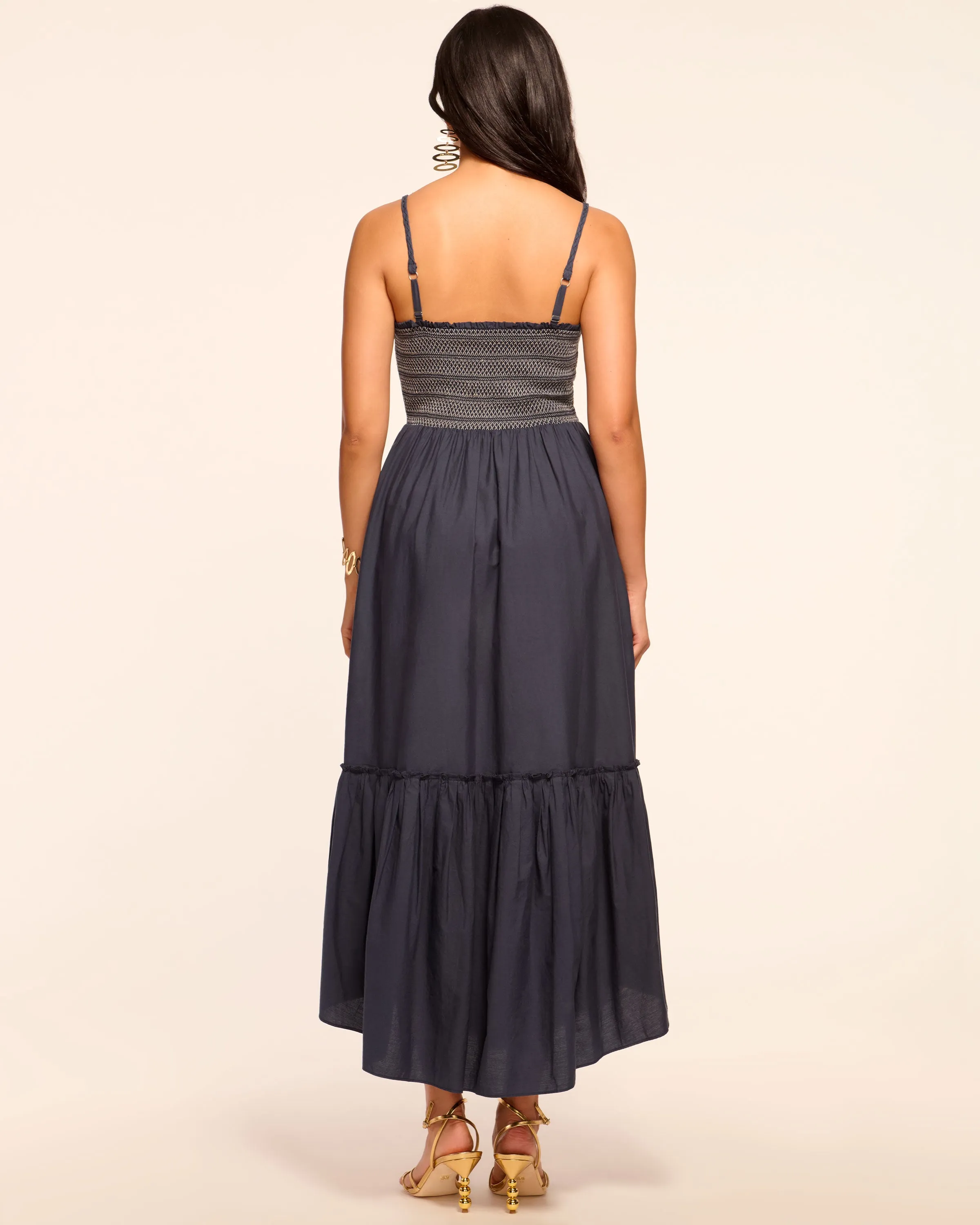 Lucia Smocked Cotton Poplin Maxi Dress