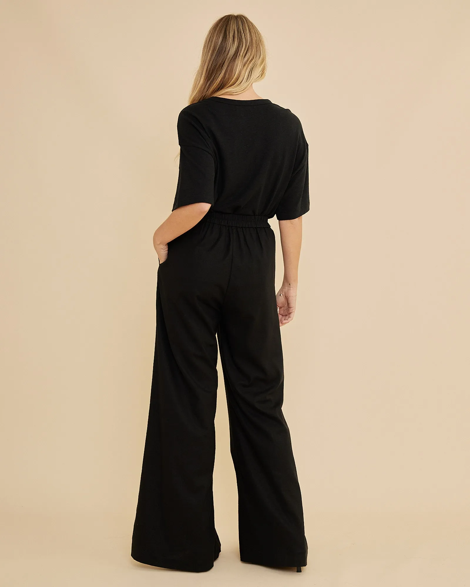 Lucie Wide Leg Pant - Black
