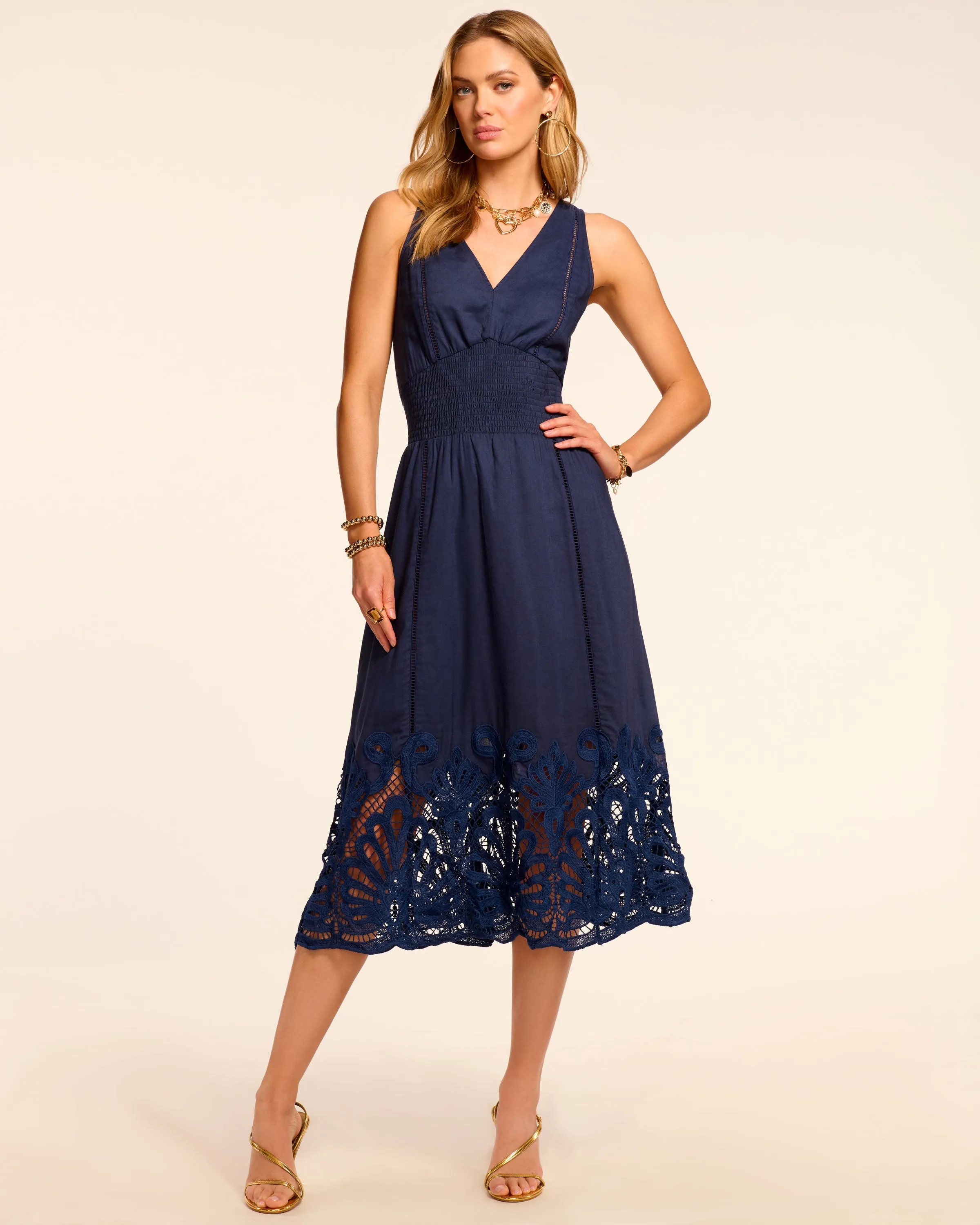 Lucy Smocked Eyelet Midi Dress
