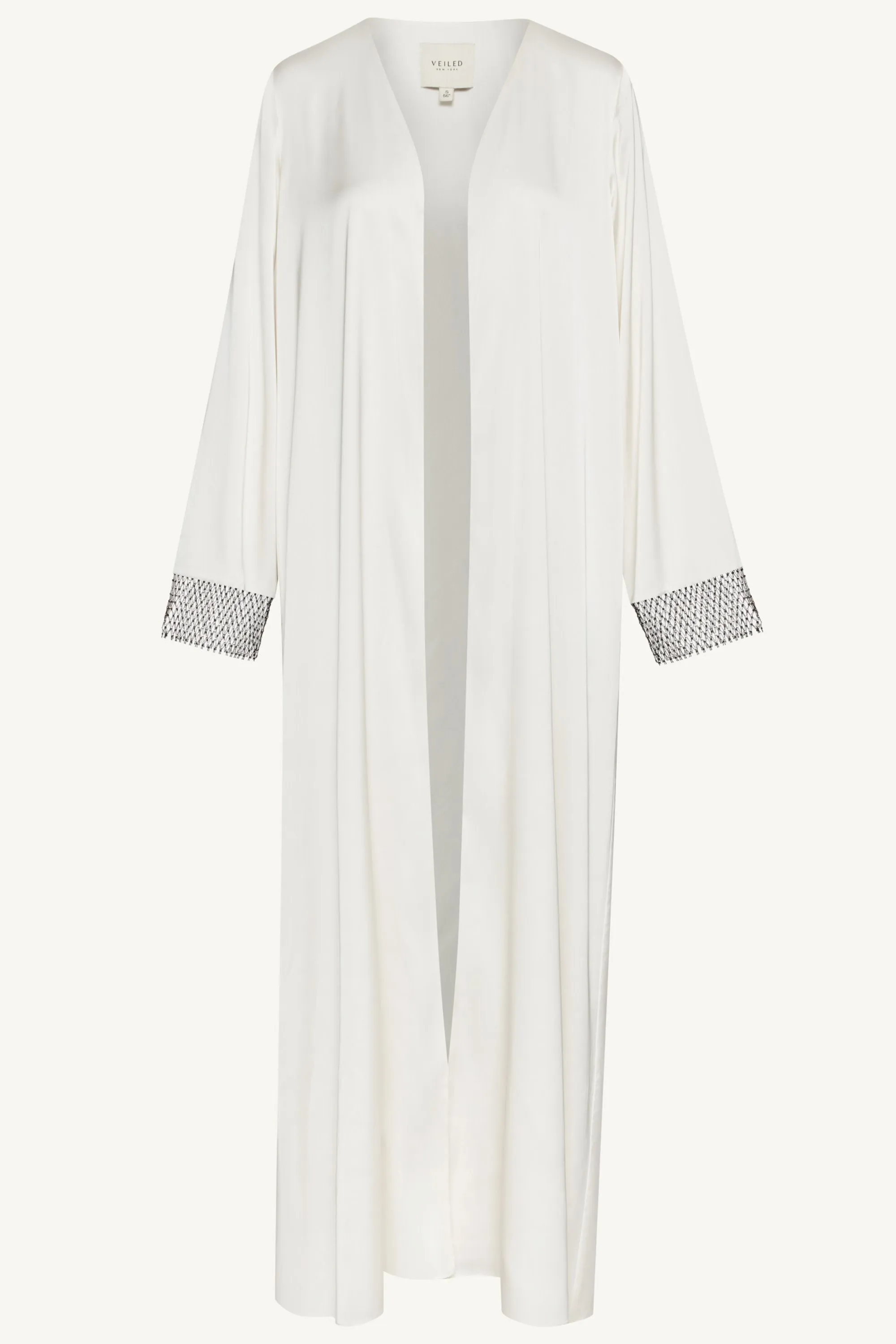 Lyana Crystal Satin Abaya - White