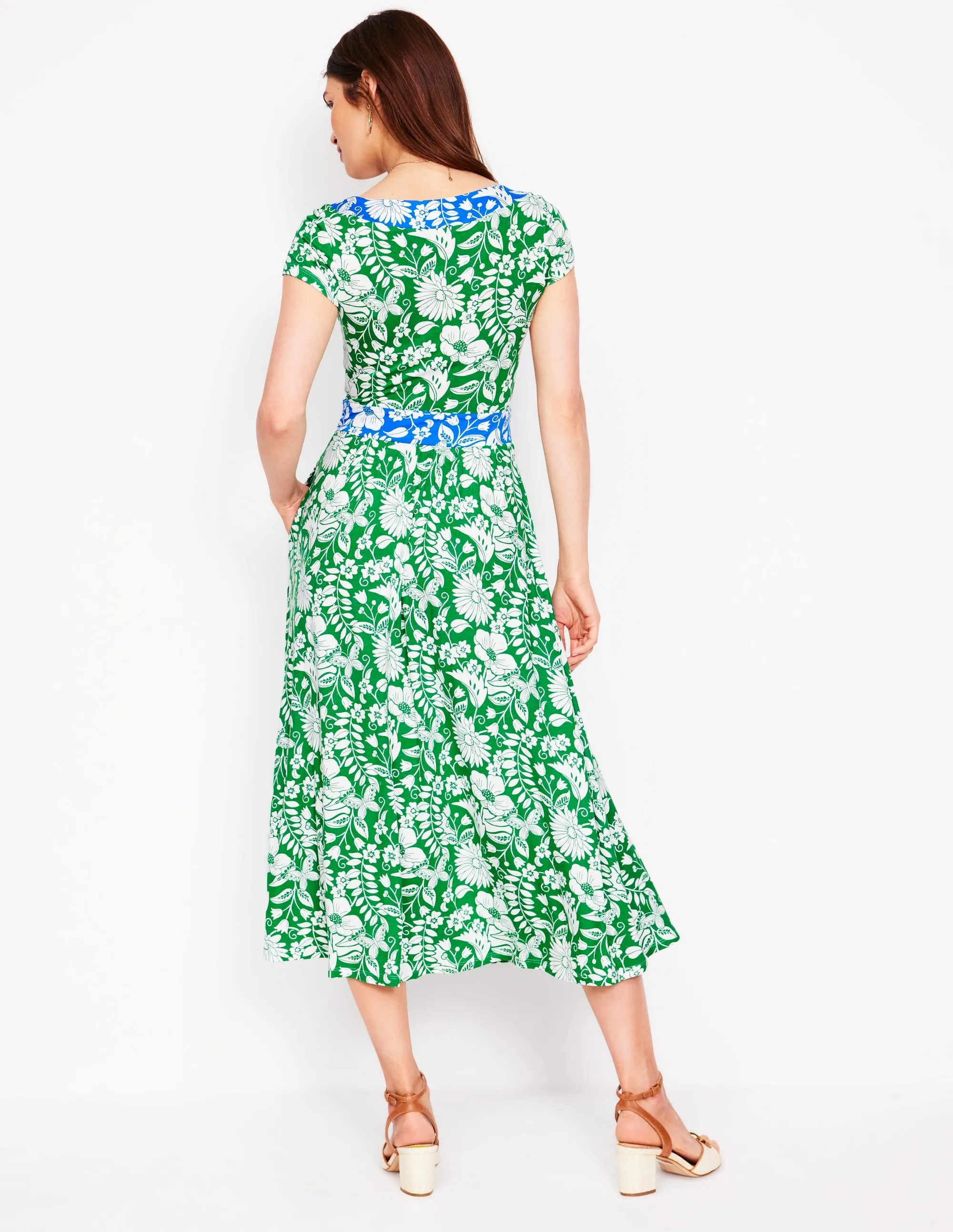 Melanie Jersey Midi Dress-Rich Emerald. Wildflower Trail