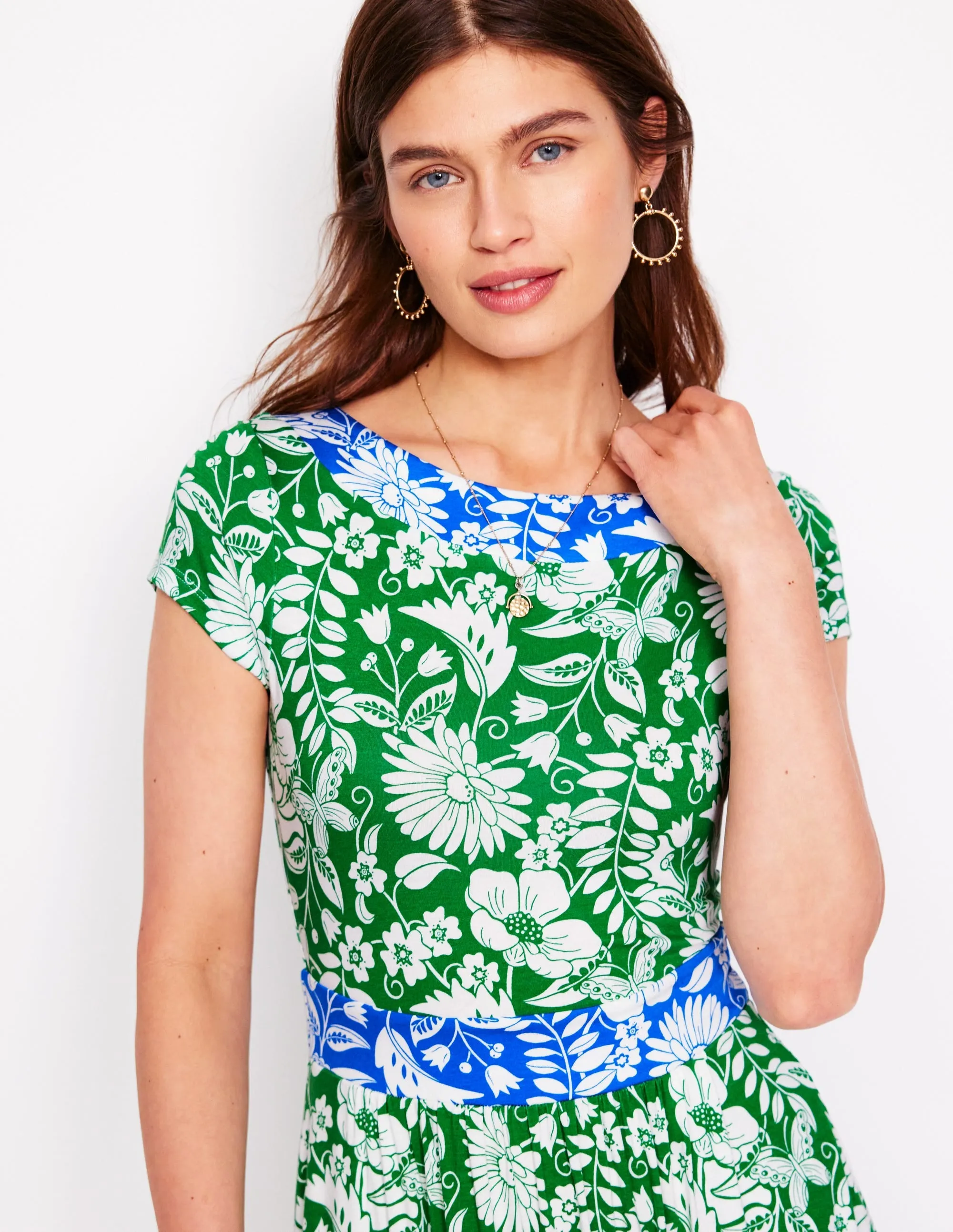Melanie Jersey Midi Dress-Rich Emerald. Wildflower Trail