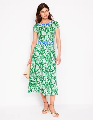 Melanie Jersey Midi Dress-Rich Emerald. Wildflower Trail