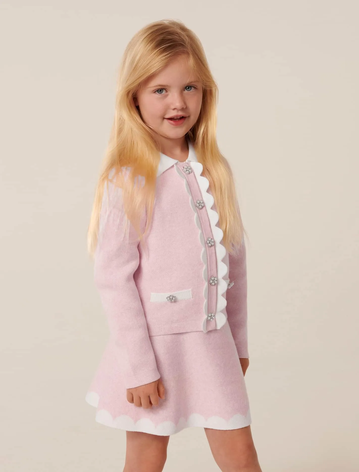 Miriam Girls Scallop Knit Cardigan
