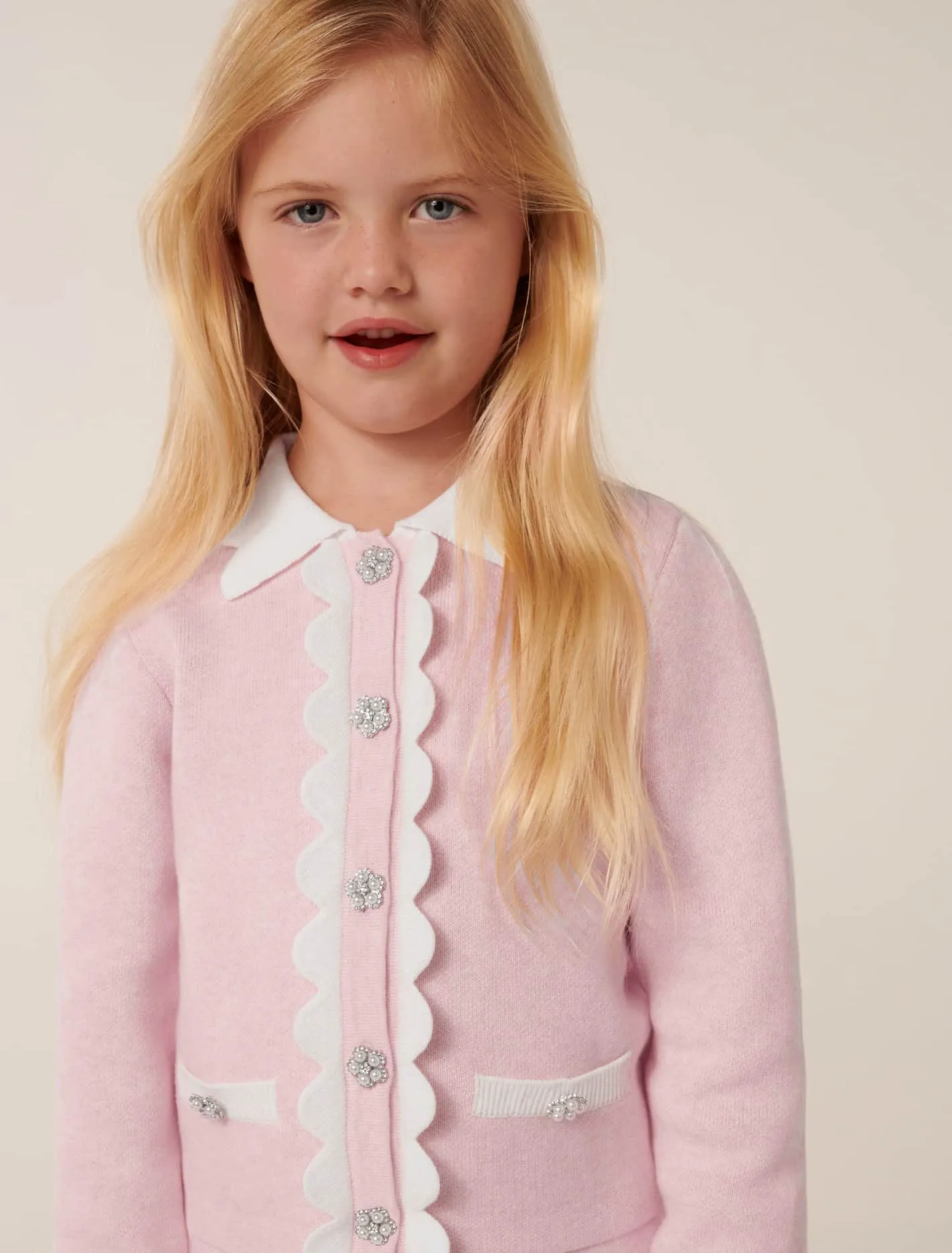 Miriam Girls Scallop Knit Cardigan