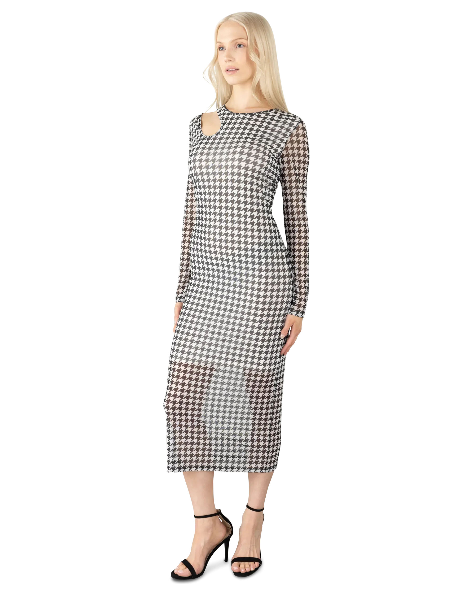Nalusia Houndstooth Midi Dress