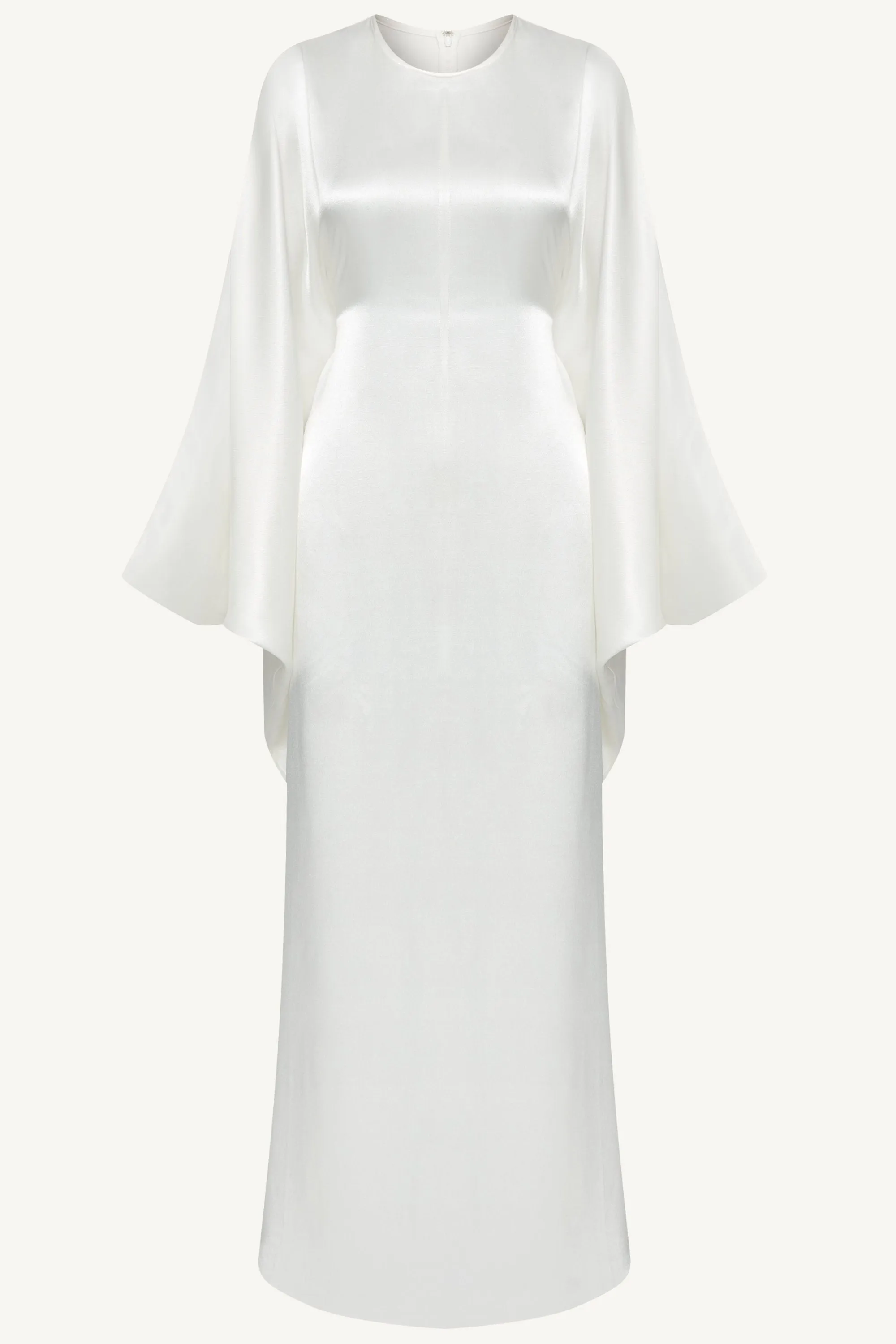 Nayla Silk Butterfly Inner Tie Abaya Dress - White