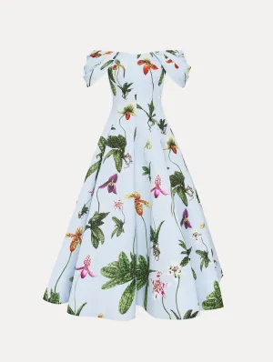 Orchid Off Shoulder Faille Gown