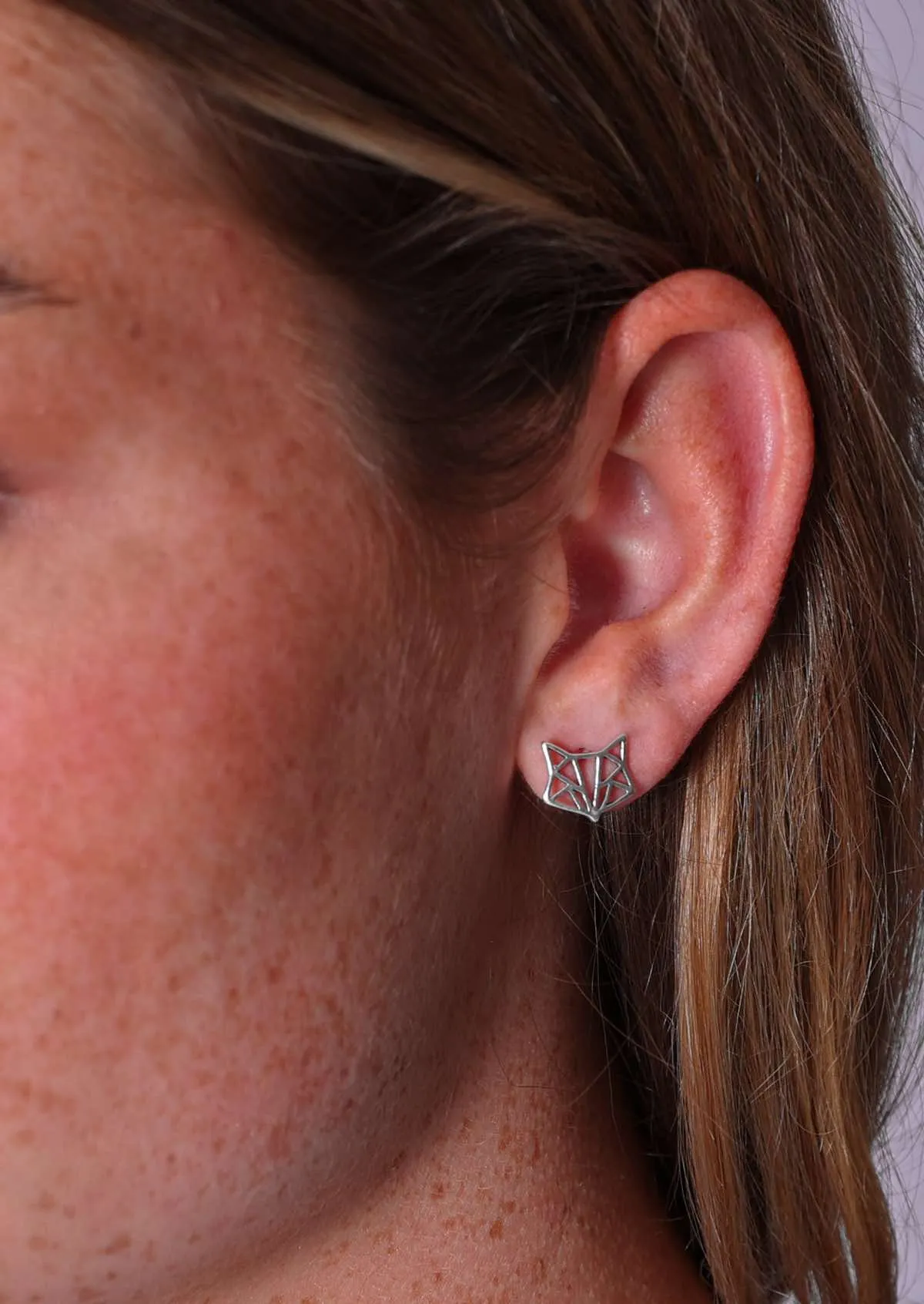 Origami Fox Silver Studs