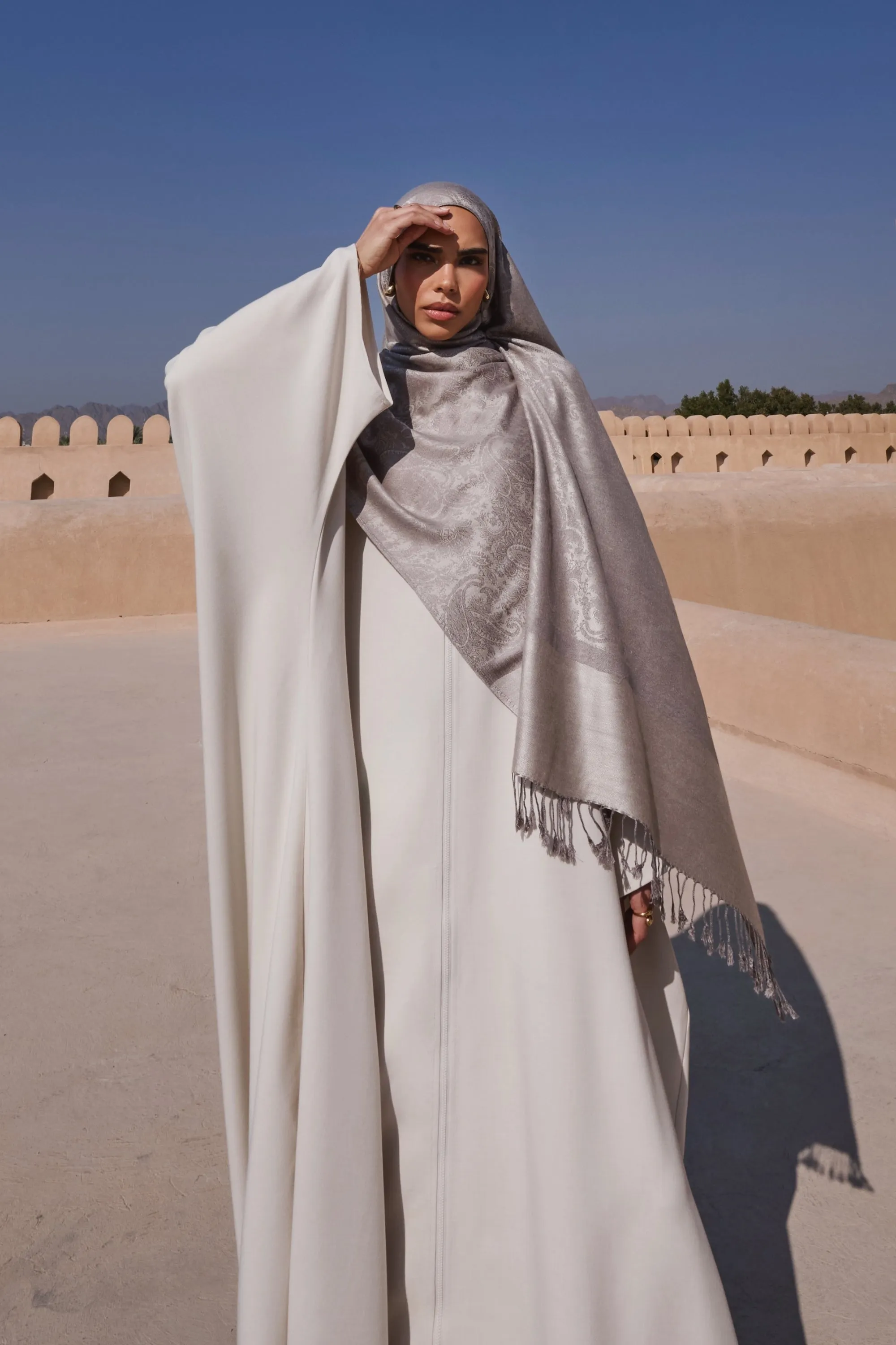 Pashmina Hijab Scarf -  Almond Grey