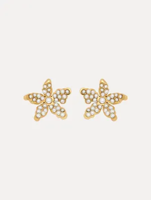 Pavé Pearl Flower Earrings