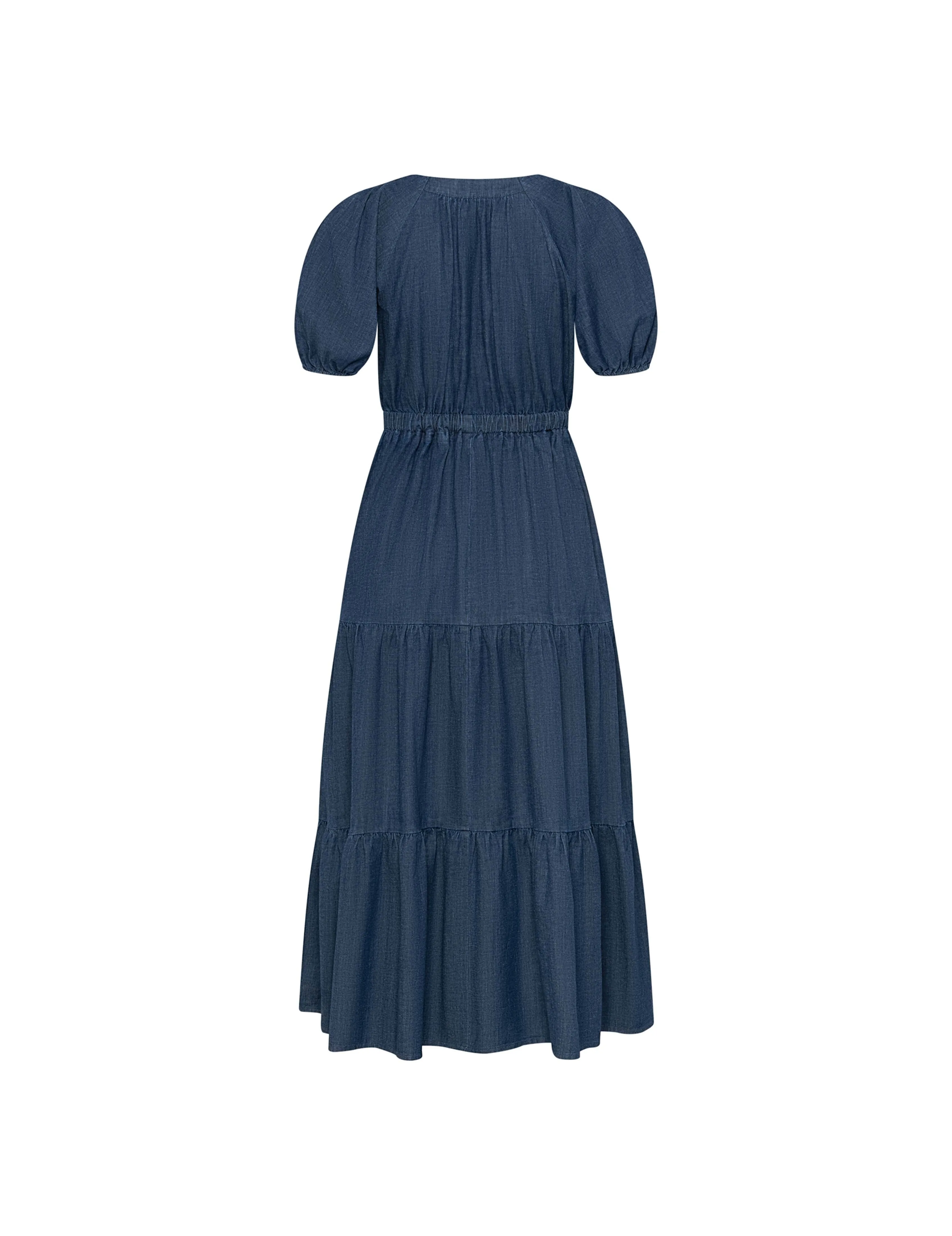 Petite Tiered Puff Sleeve Midi Dress