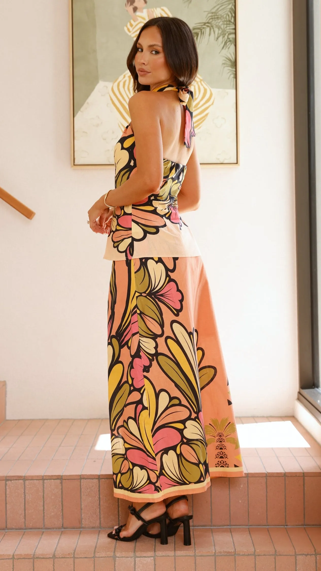 Portugal Twist Halter Top - Melon