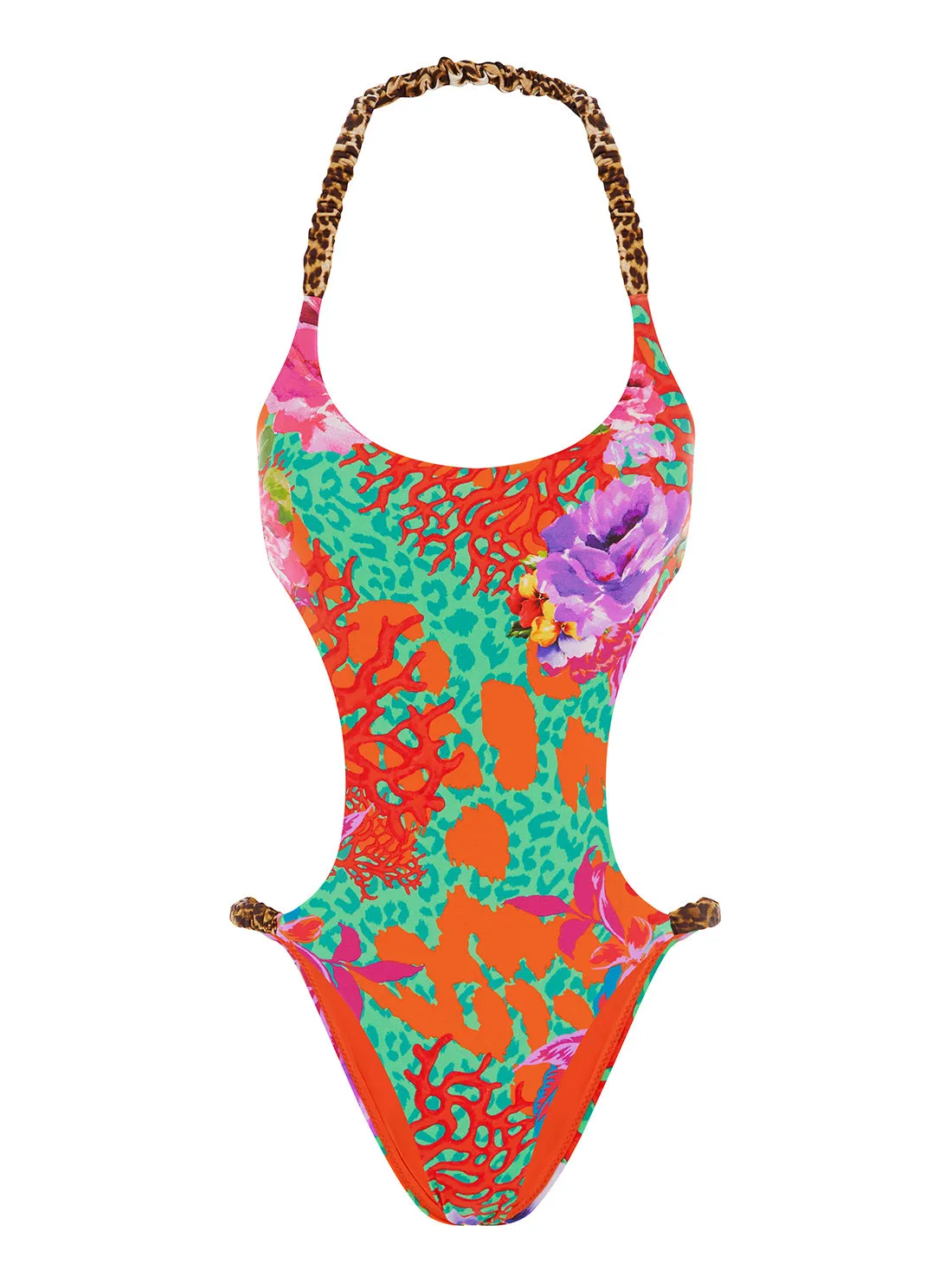 Positano Coral Flower One-Piece Swimsuit
