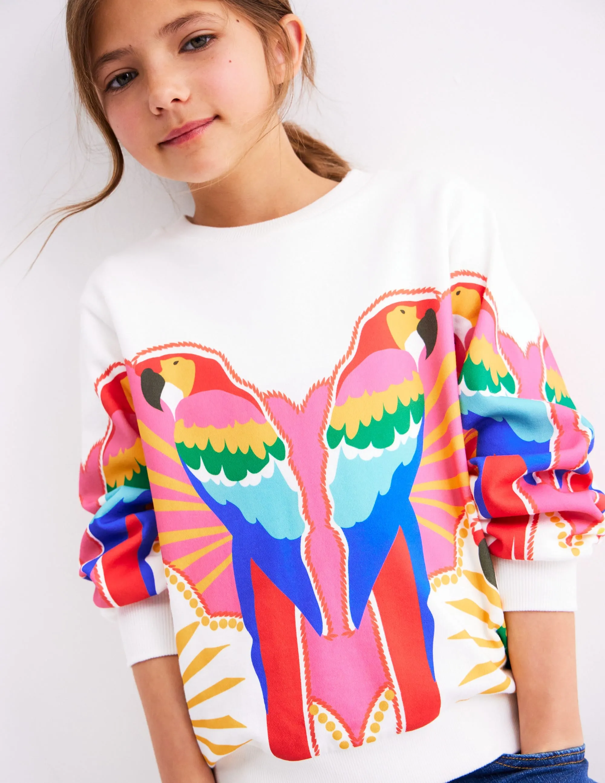 Printed Relaxed Sweatshirt-Multi Parrot