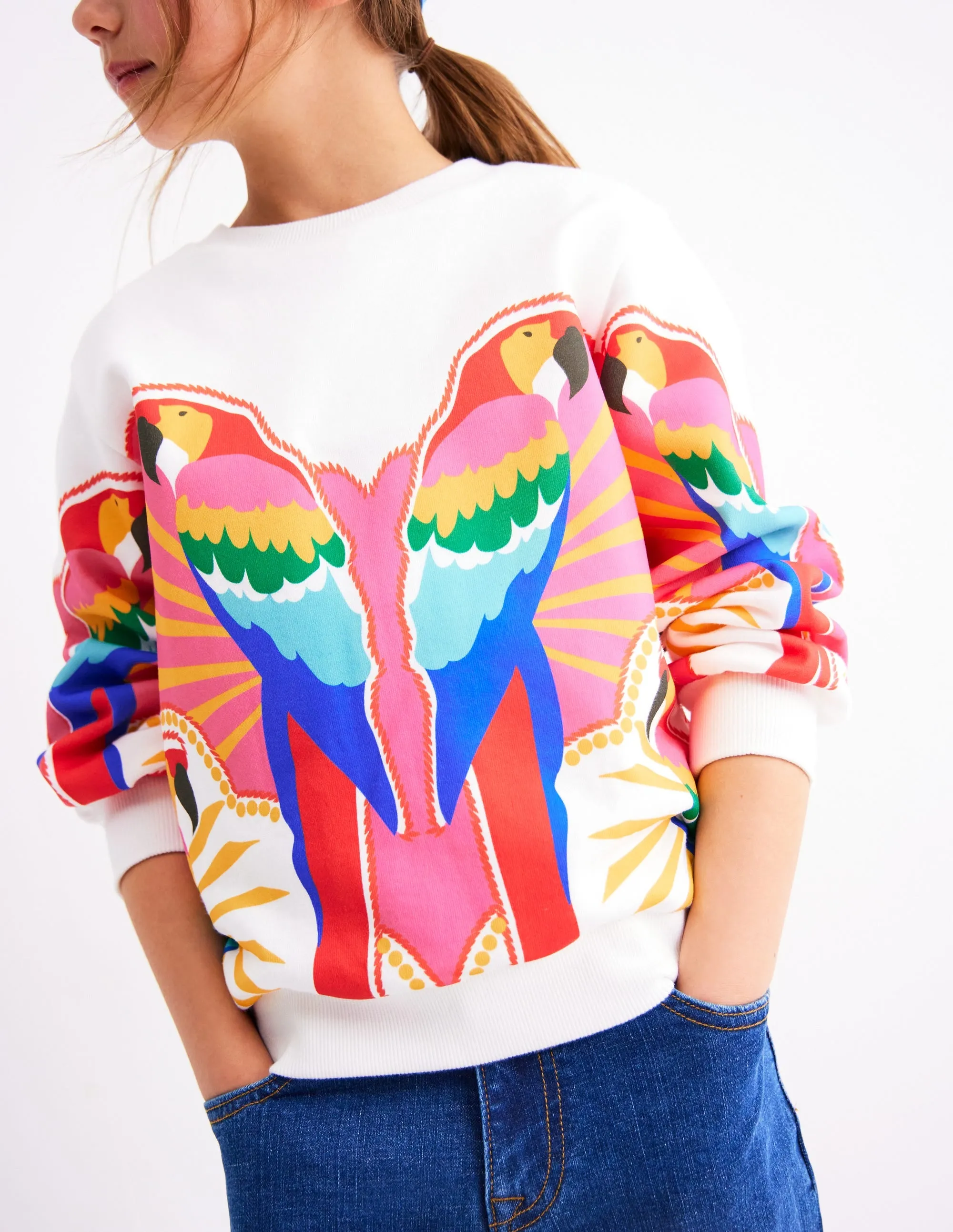 Printed Relaxed Sweatshirt-Multi Parrot