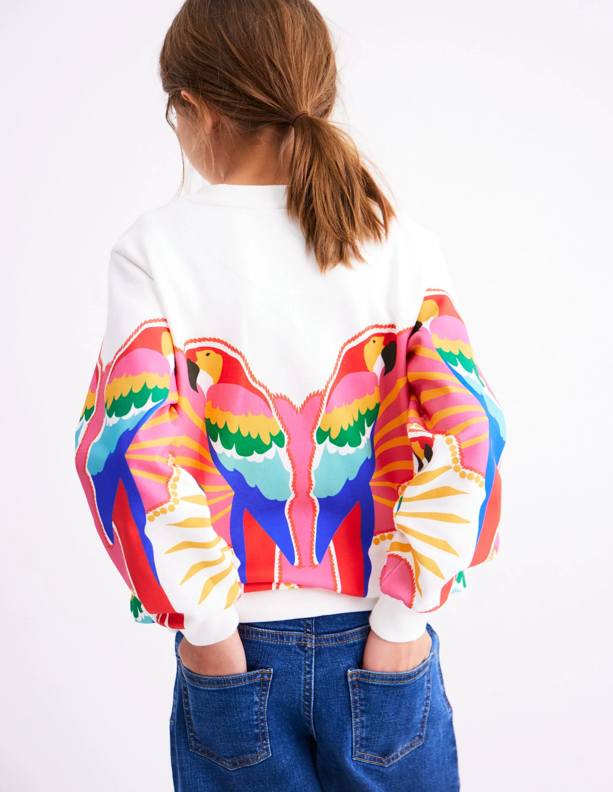 Printed Relaxed Sweatshirt-Multi Parrot