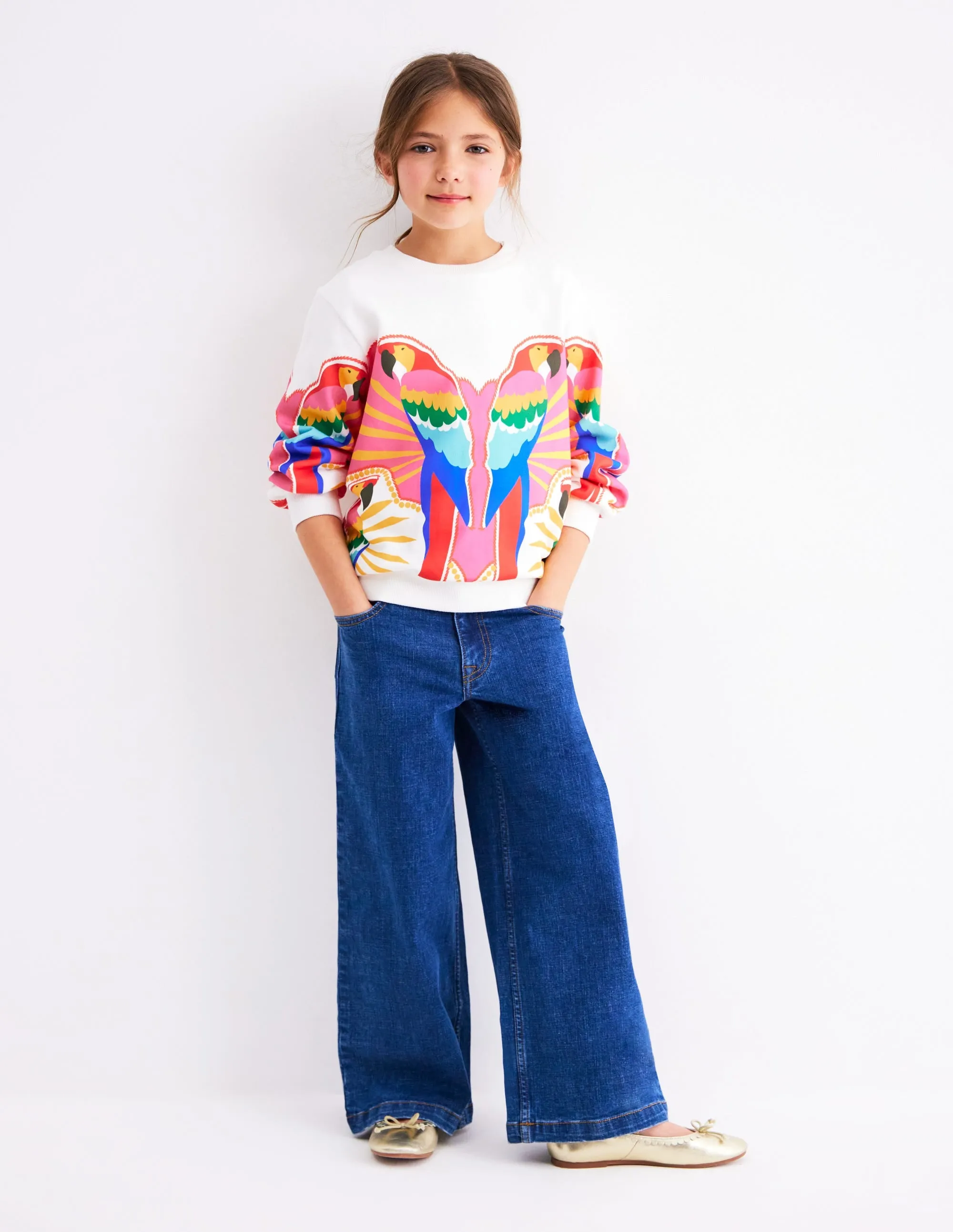 Printed Relaxed Sweatshirt-Multi Parrot