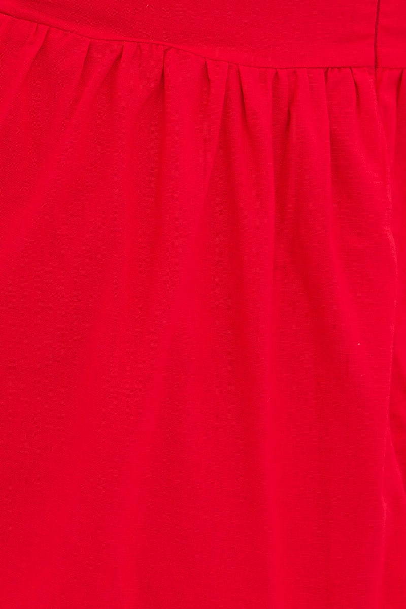 Red Maxi Dress Sleeveless Bandeau Ring Detail