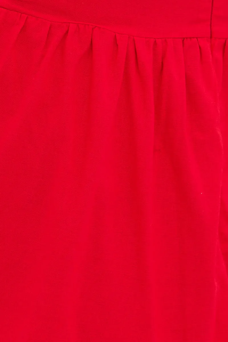 Red Maxi Dress Sleeveless Bandeau Ring Detail